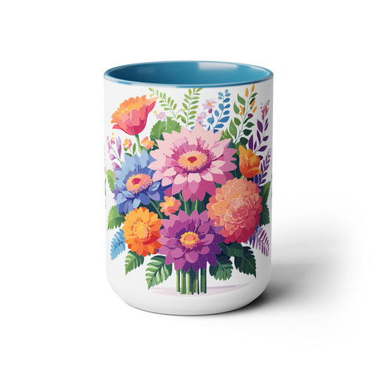 Two-Tone Coffee Mug with flowers