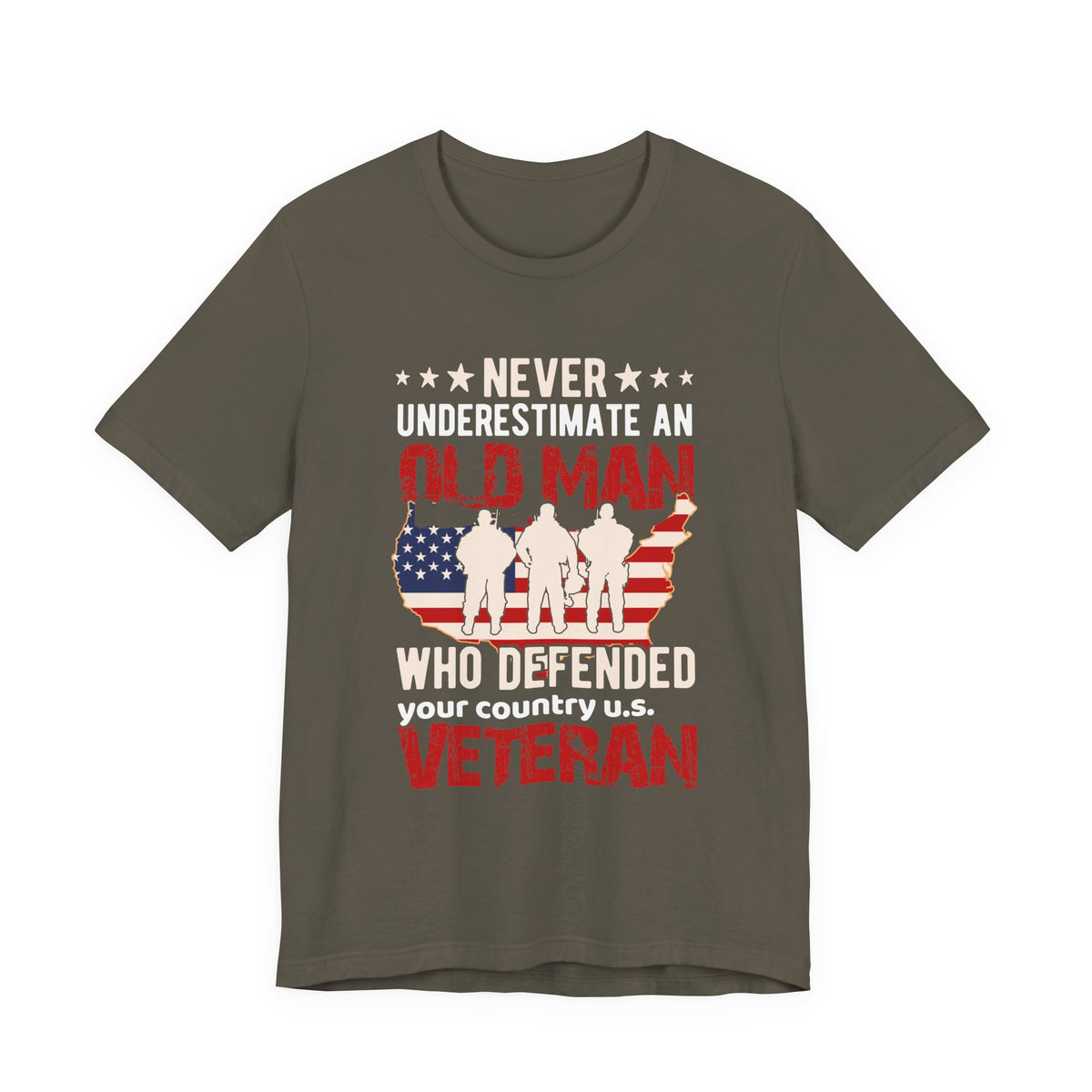 Old Man Who Defended Your Country U.S. Veteran T-Shirt American Flag Veteran Unisex Cotton Tee v7