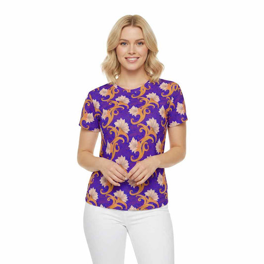 Women Poly Span T-Shirt with Floral Print