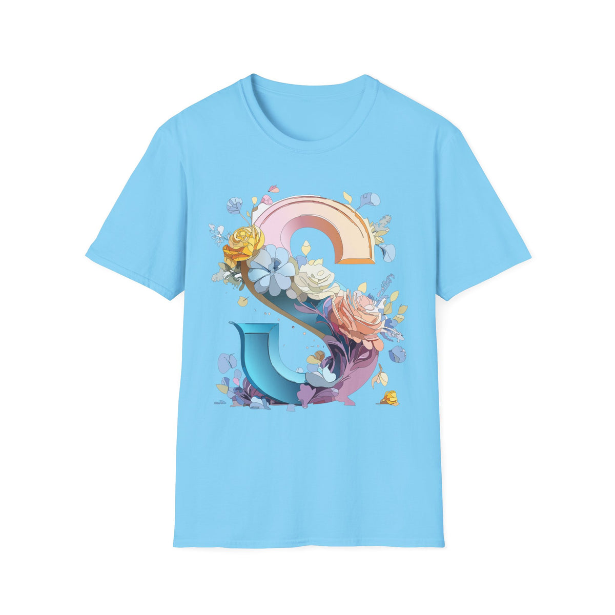 Floral Rainbow Letter S T-Shirt | Floral Initial Tee