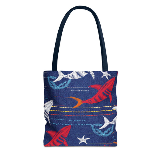 Denim Fabric Imitation Print Unisex Canvas Bag Poly Spun 3 Sizes Tote Bag 182-16