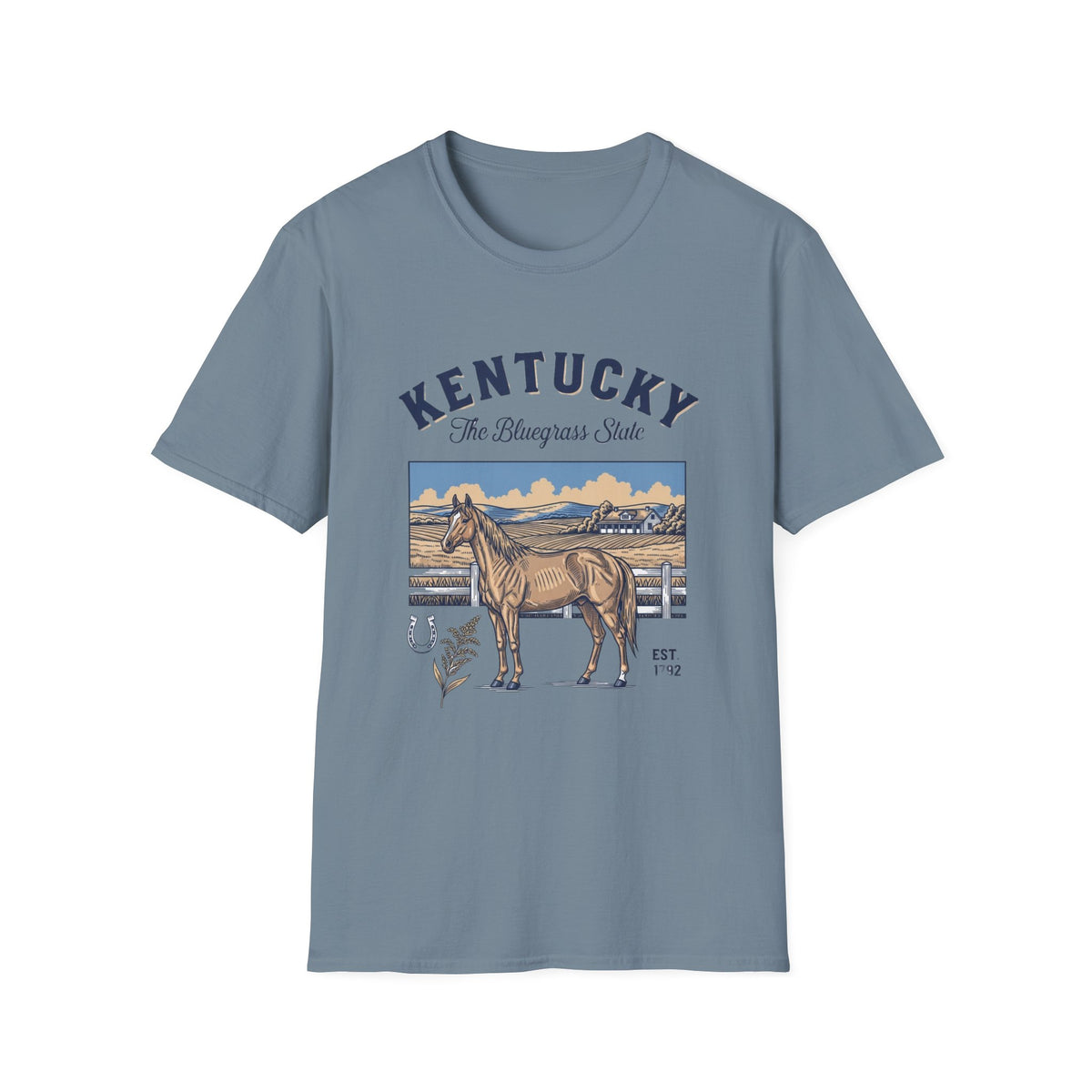 Kentucky Horse Vintage Graphic T-Shirt — The Bluegrass State Travel Tourist Graphic Tee Unisex 100 Cotton Gildan T-Shirt