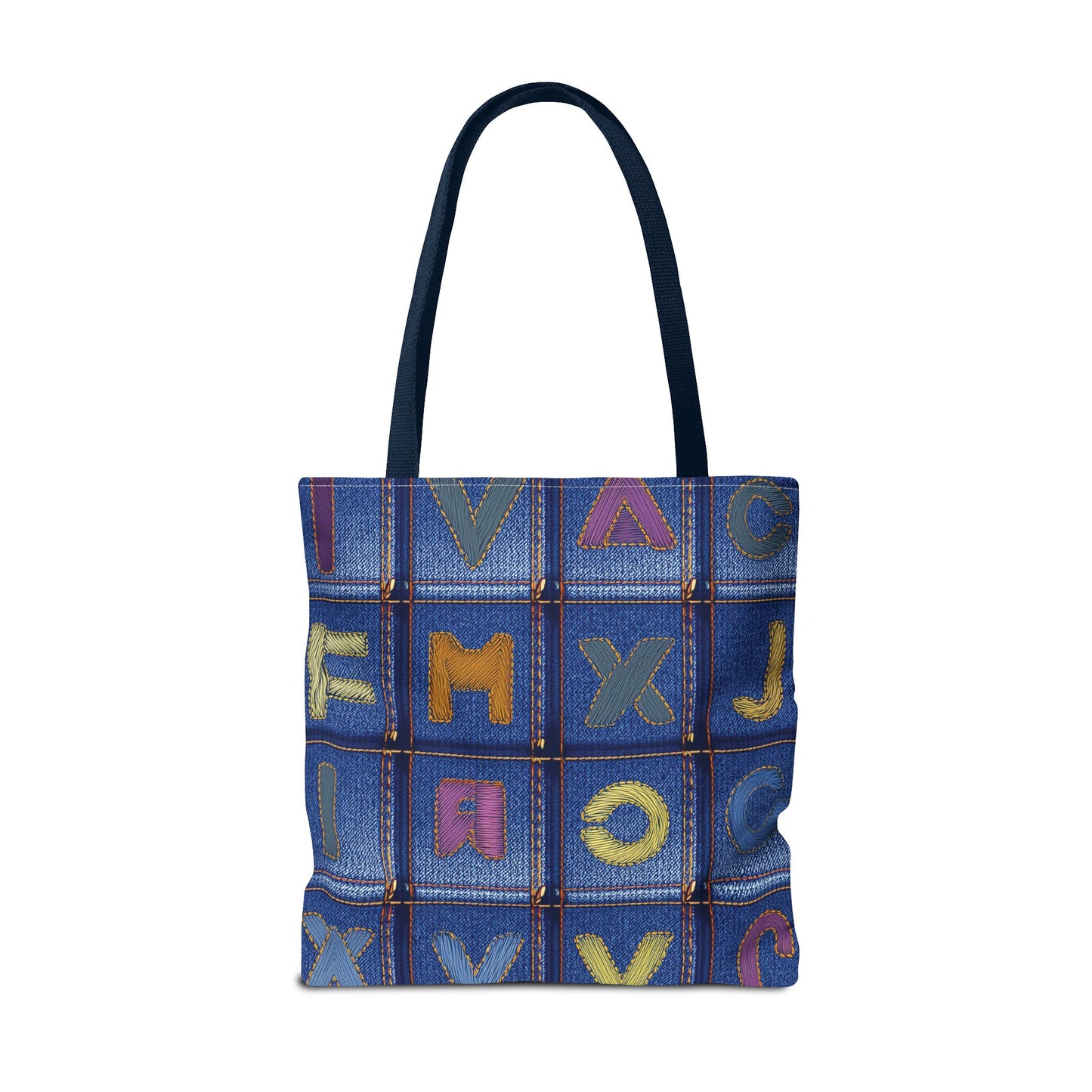 Denim Fabric Imitation Print Unisex Canvas Bag Poly Spun 3 Sizes Tote Bag 187-5