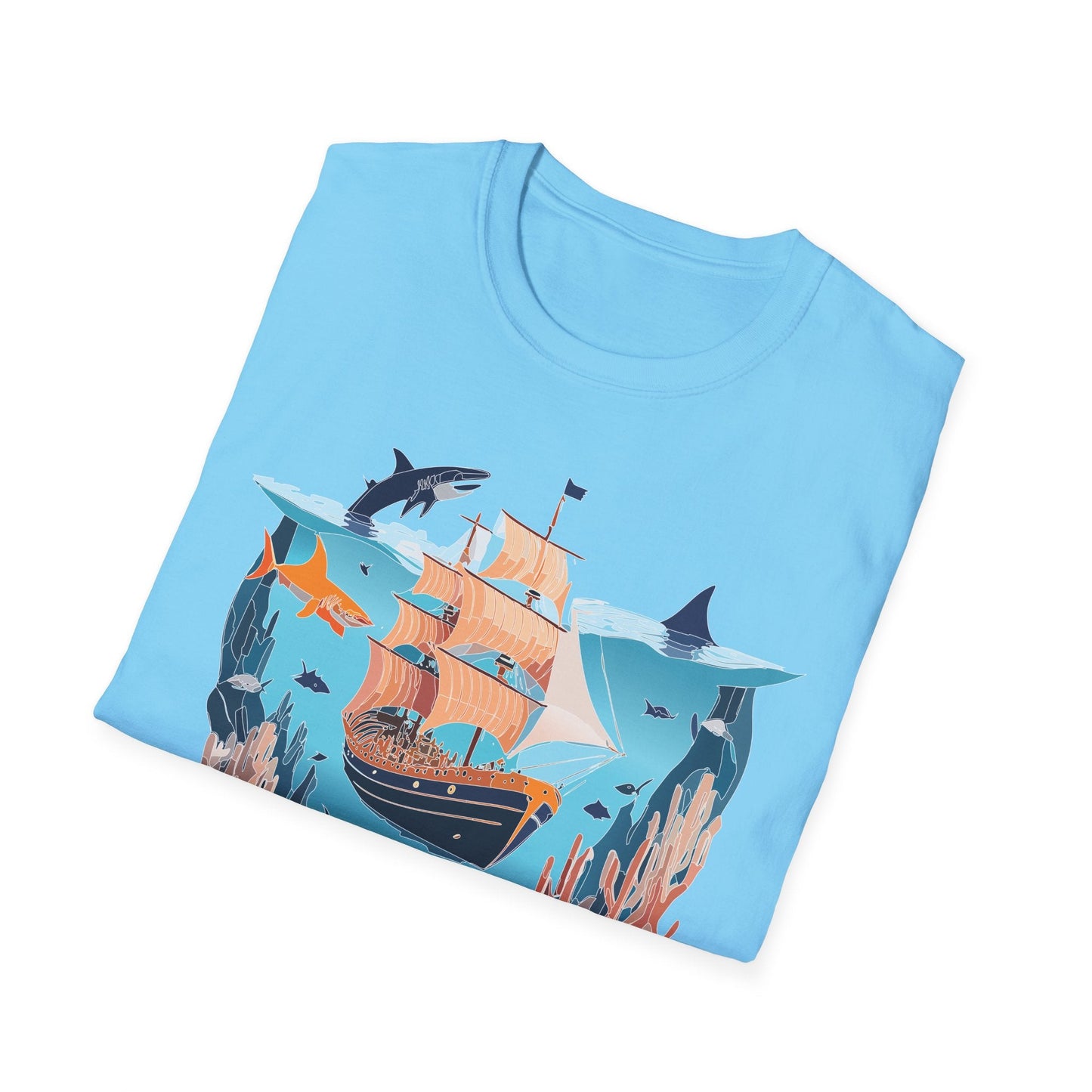 Ocean Tee Shirt Unisex Softstyle 64000 U Boat Design 100 Percent Ring Spun Cotton Tee