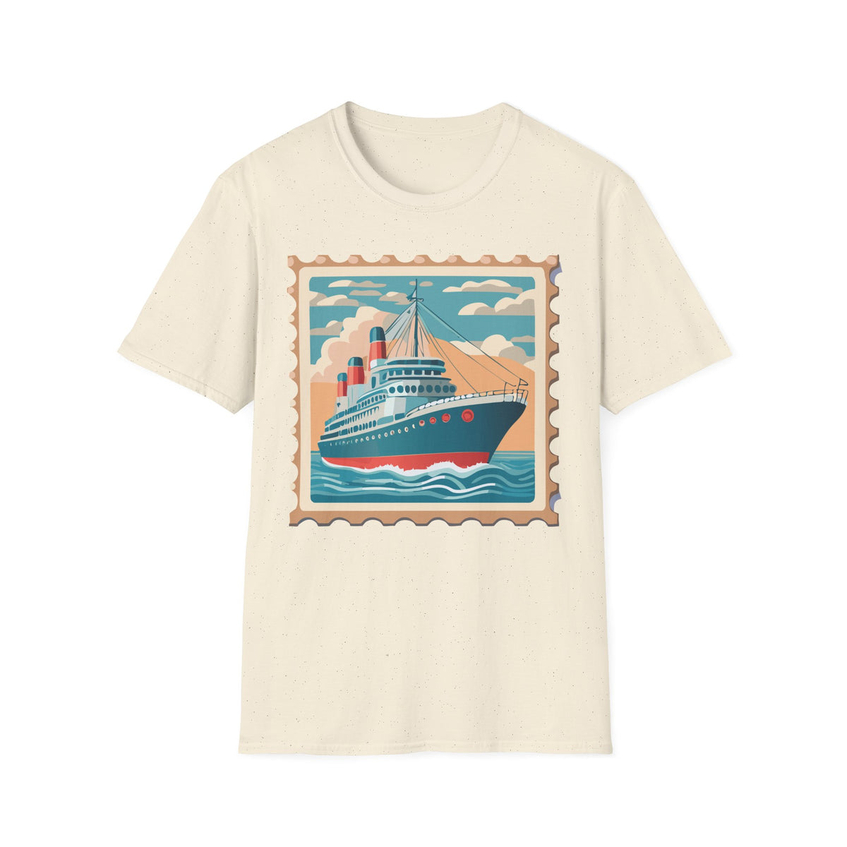 Vintage Ocean Liner Stamp T-Shirt | Retro Cruise Ship Tee