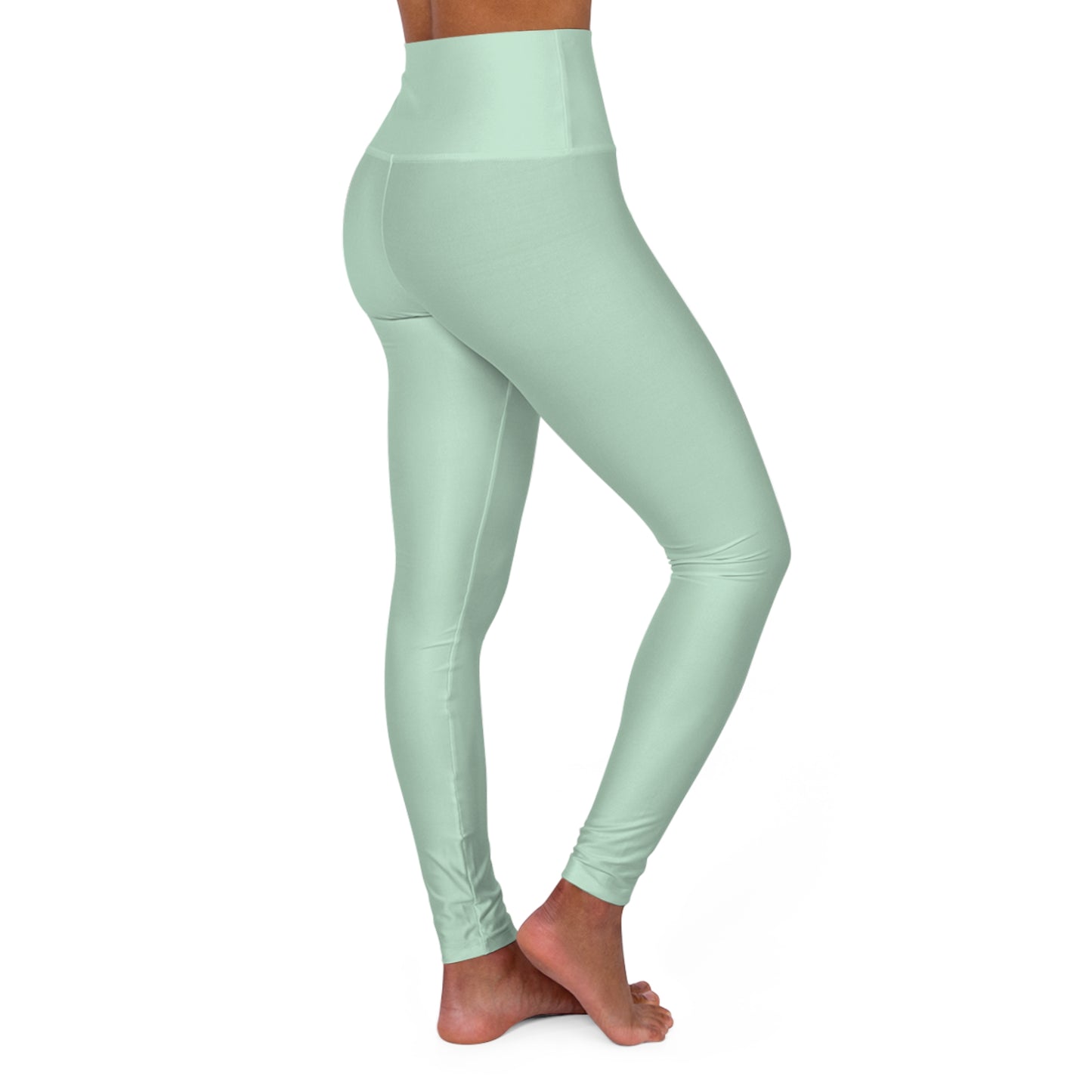 Pale Green Color High-Waist Yoga Leggings Women's Seamless Poly-Span Stretchy Pants XS-2XL