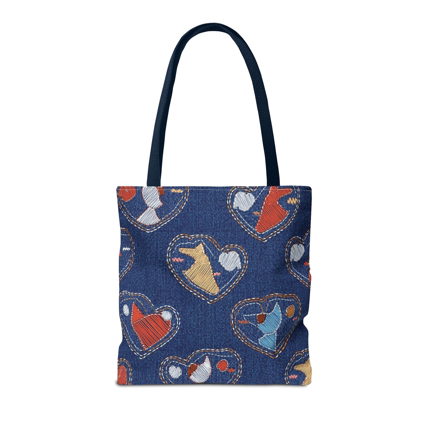 Love Day Graphic Design Denim Fabric Imitation Print Unisex Canvas Bag POLY 3 Sizes Tote Bag 201-12