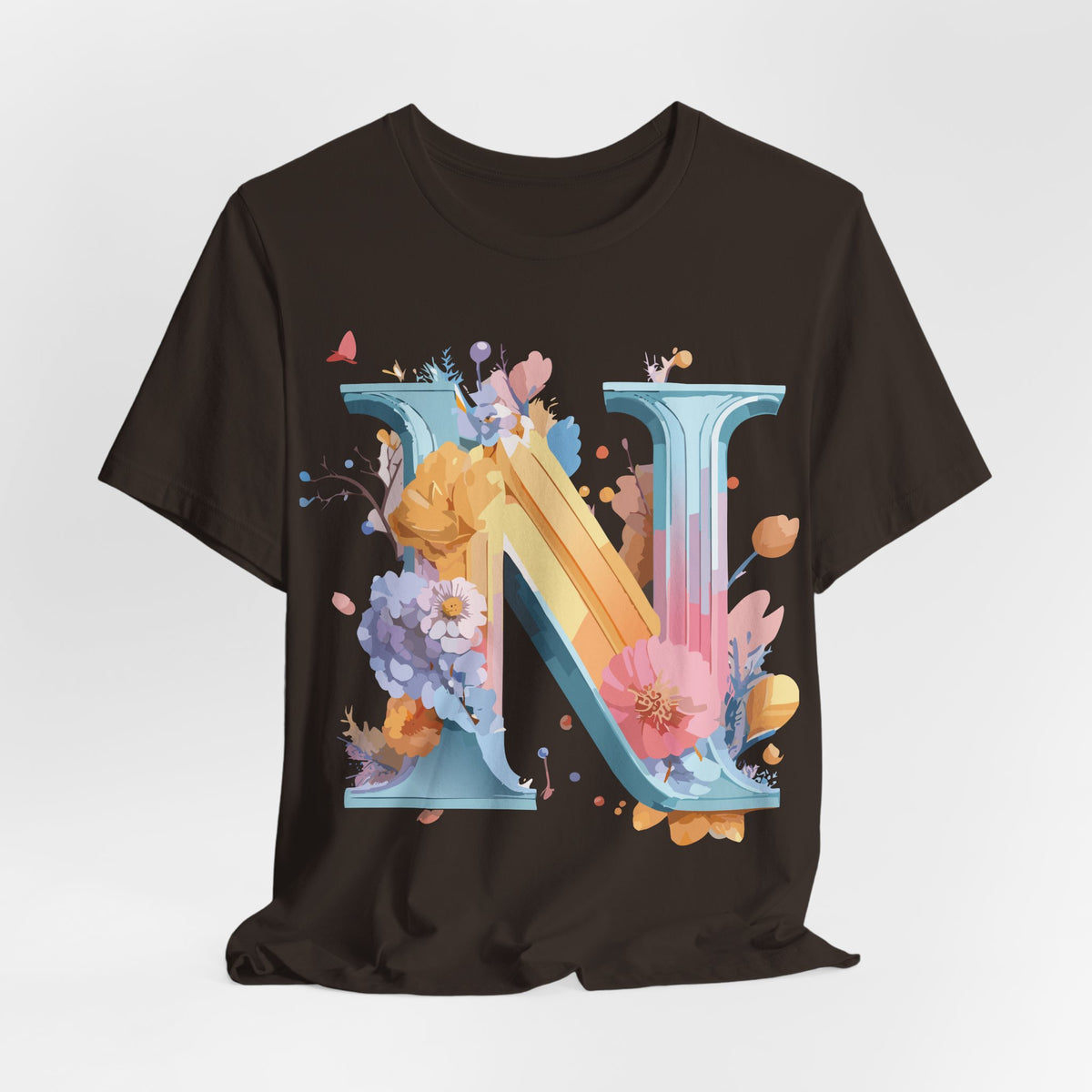 Letter N Graphic Unisex Cotton Bella+Canvas Tee with Art Letter Design
