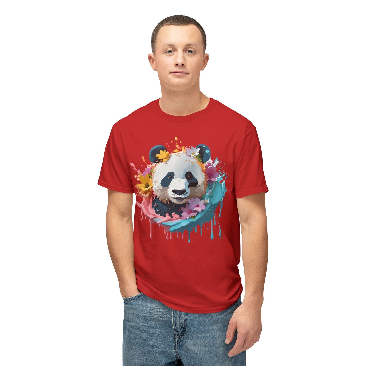 Unisex Panda T Shirt With Art Print Vintage Panda Floral Tees Panda Art Design Shirt USA Made