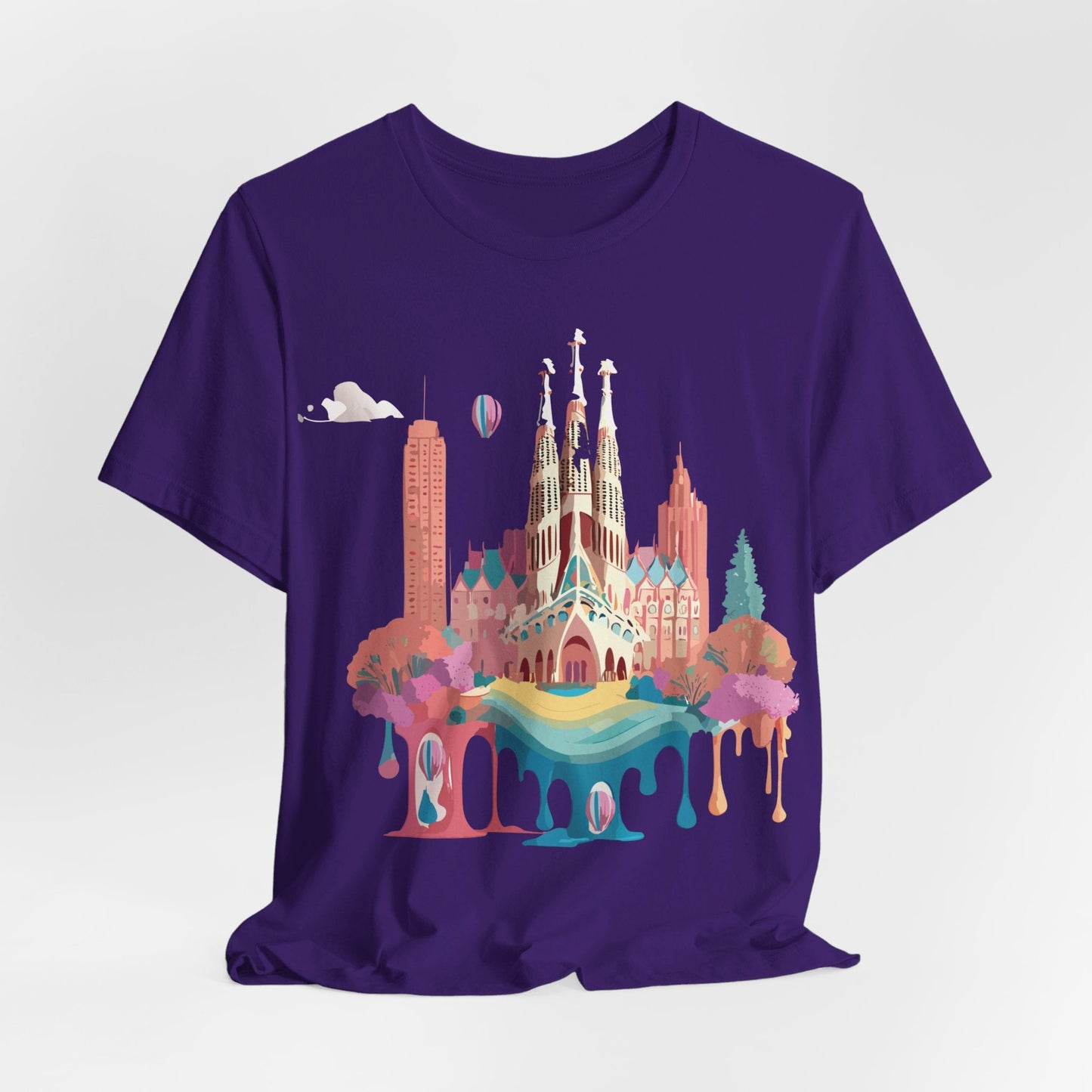 Adelpha Barcelona Themed Graphic Tee Unisex Short Sleeve Art Design For Everyday Comfort