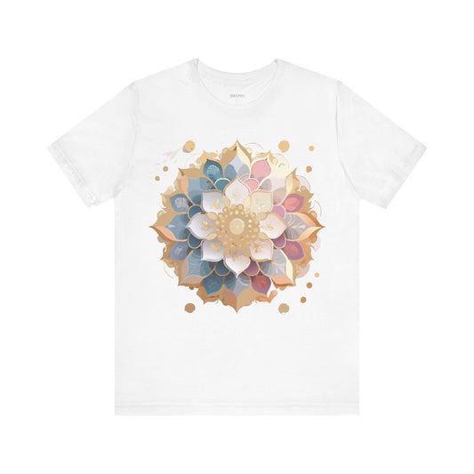 Mandala Graphic Unisex Cotton Bella+Canvas Tee with Floral Art Design n144