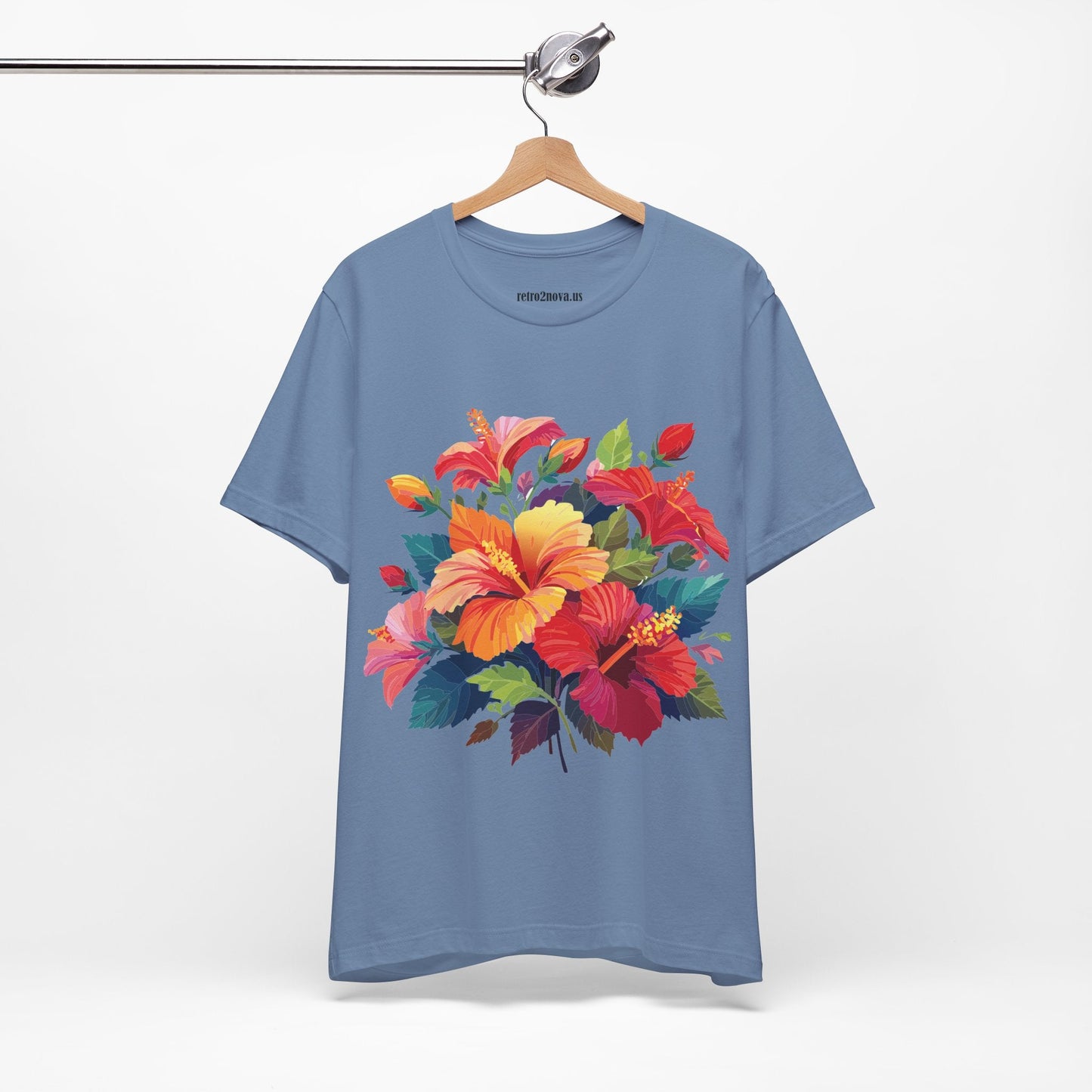 Retro2Nova Floral Shirt Unisex Jersey Short Sleeve Tee From Flowers Collection Bold Vibrant Design