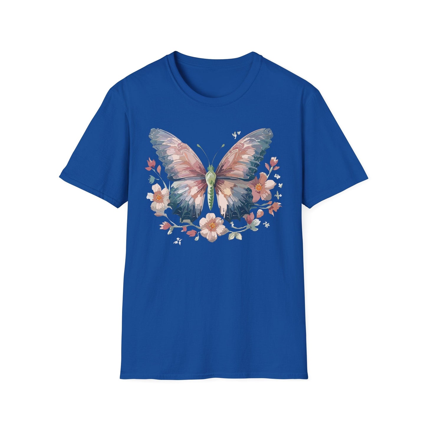 Butterfly Print T Shirt Monarch Unisex Gildan Softstyle 64000 Cotton Tee For Everyday Comfort