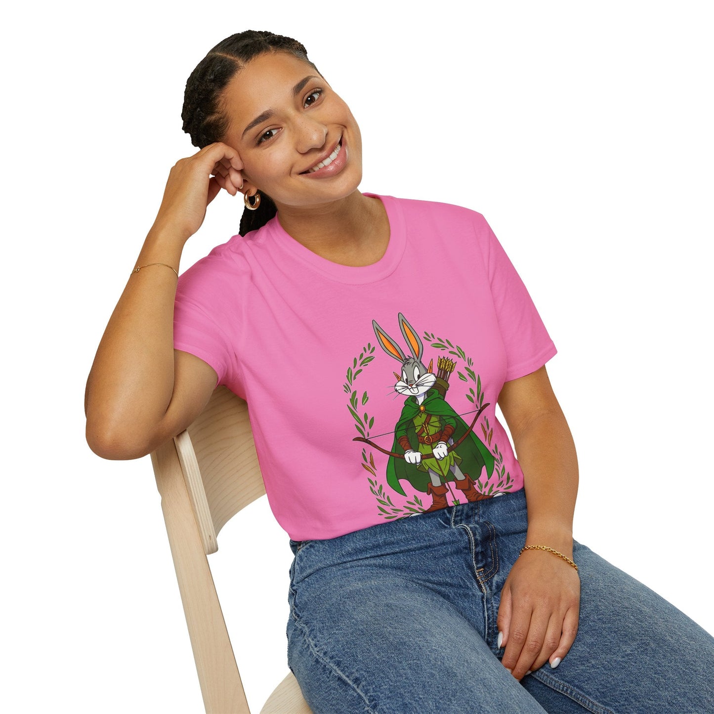 Bugs Bunny T Shirt Cartoon Art Tee Unisex Gildan Softstyle 64000 100 Percent Ring Spun Cotton