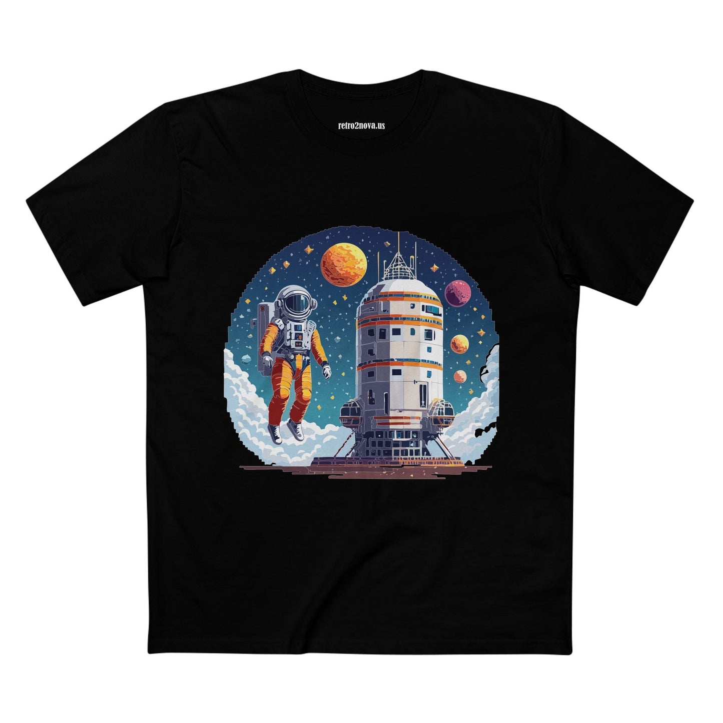 Cosmos Astronaut Shirt Unisex Premium Cotton Tee With Original Art By Retro2Nova Design