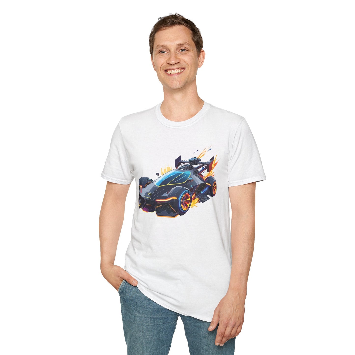 Unisex Car T Shirt With Cars Design Hot Wheels Graphic Tee Gildan Softstyle 64000