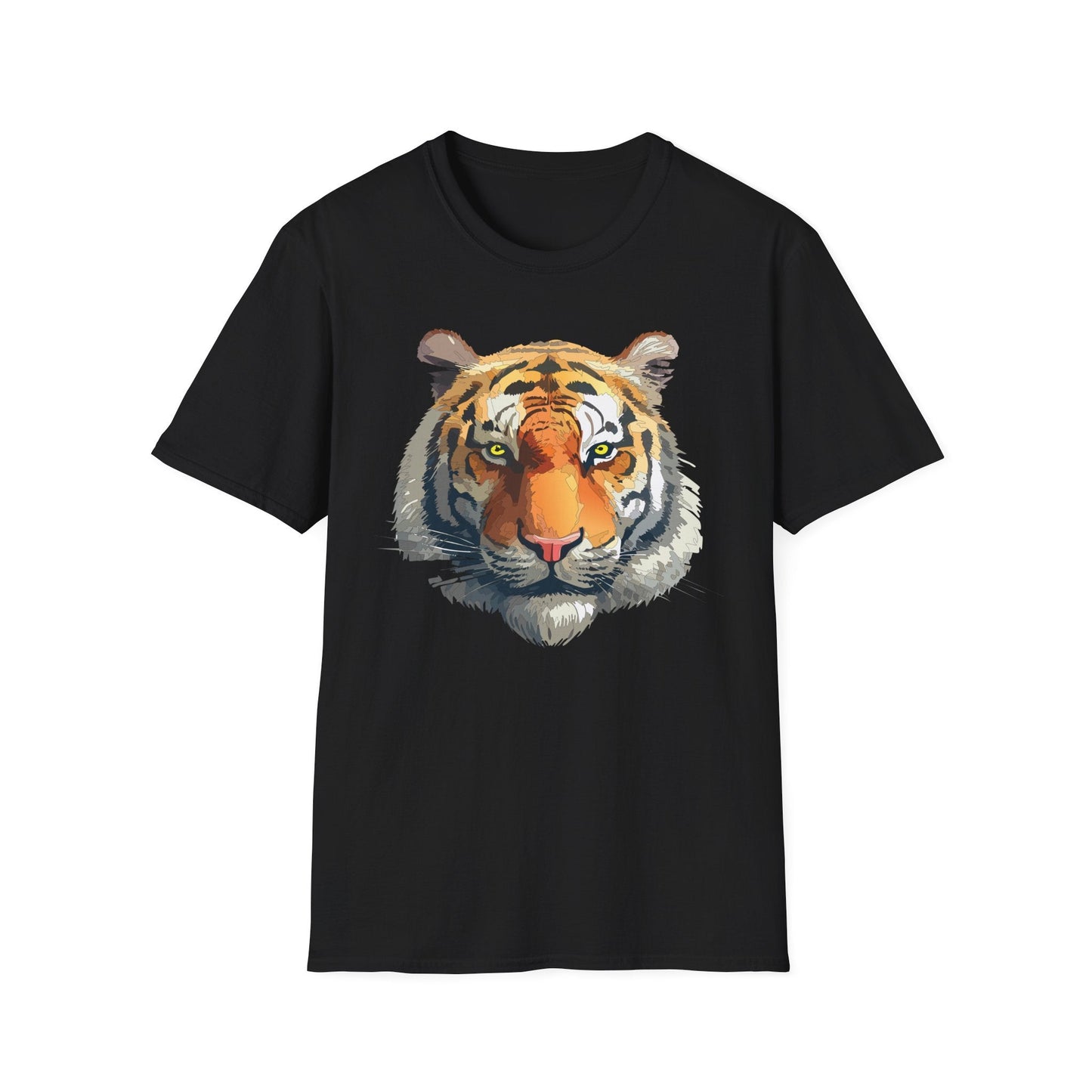 Tiger Print T Shirt Unisex Animal Tee 100 Percent Cotton Softstyle Gildan 64000