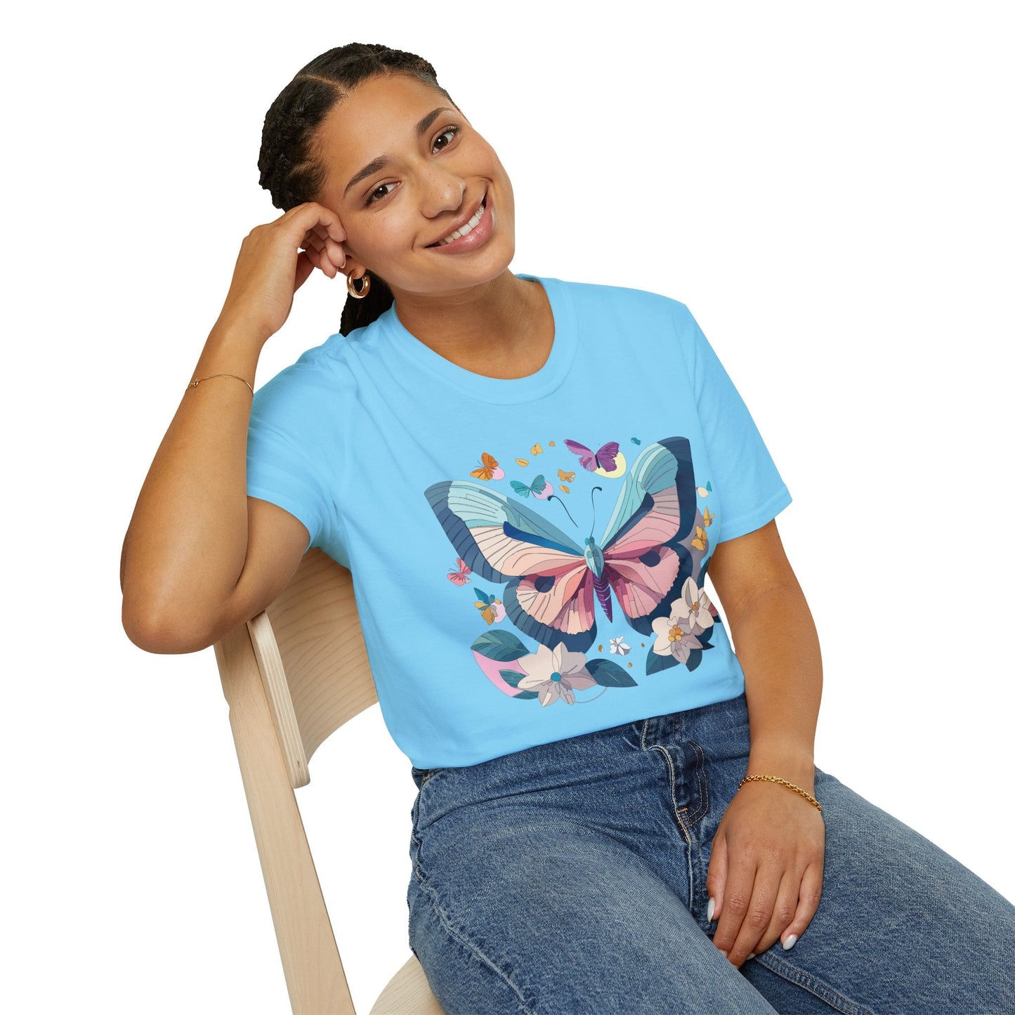 Butterfly Shirt Unisex T Shirt Softstyle Gildan 64000 Ring Spun Cotton Monarch Design