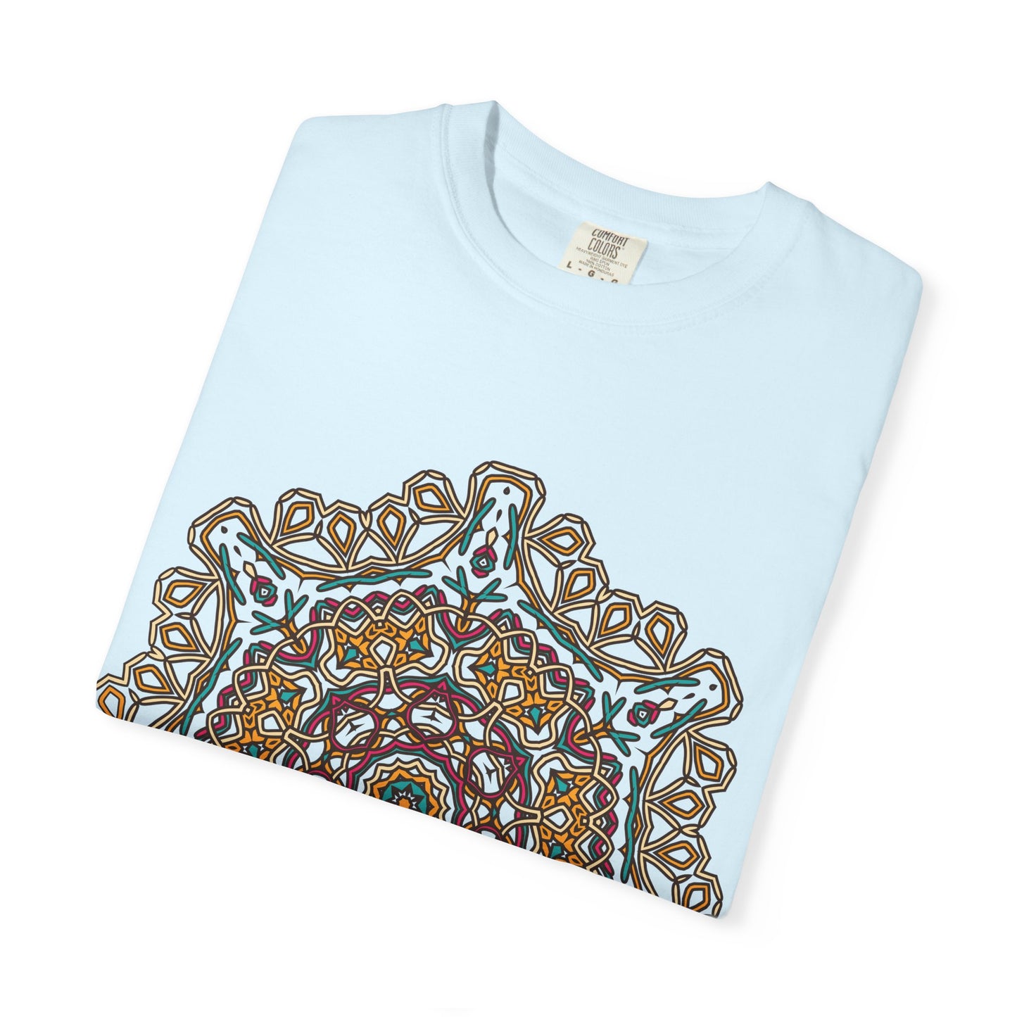 Unisex Garment Dyed Cotton T-Shirt with Mandala Graphic Design