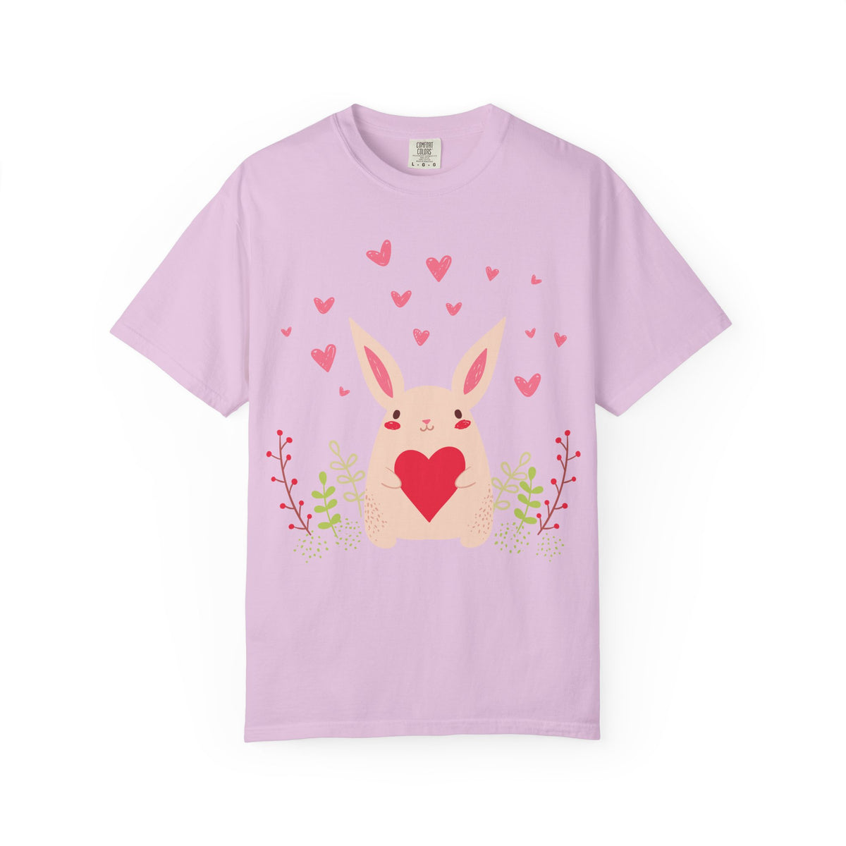 Easter Bunny Heart T-Shirt, Tee Shirt with Easter Signature, T Shirt with Easter Prints, Tee Shirt with Easter Design
