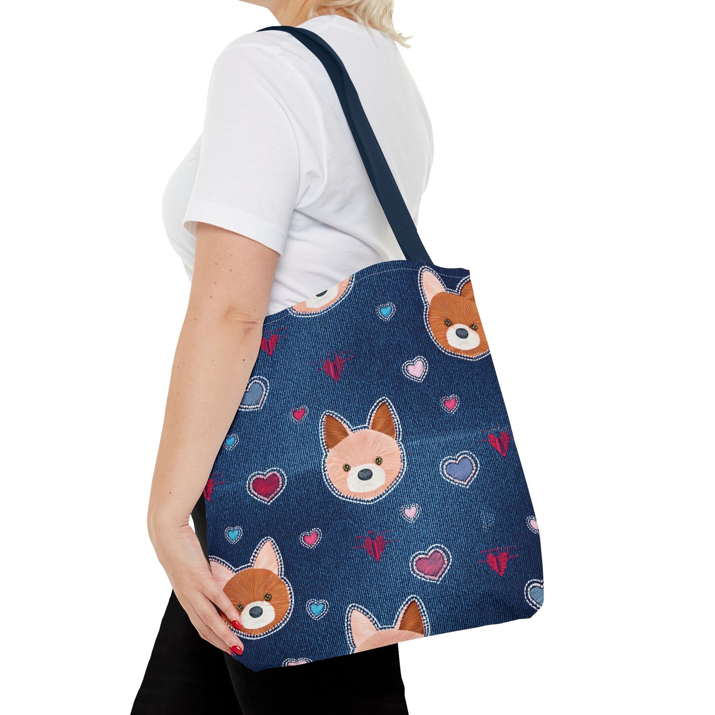 Love Day Graphic Design Denim Fabric Imitation Print Unisex Canvas Bag POLY 3 Sizes Tote Bag 201-5