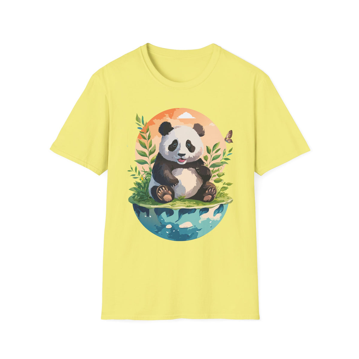 Cute Panda Illustration T-Shirt | Panda Bear Nature Scene