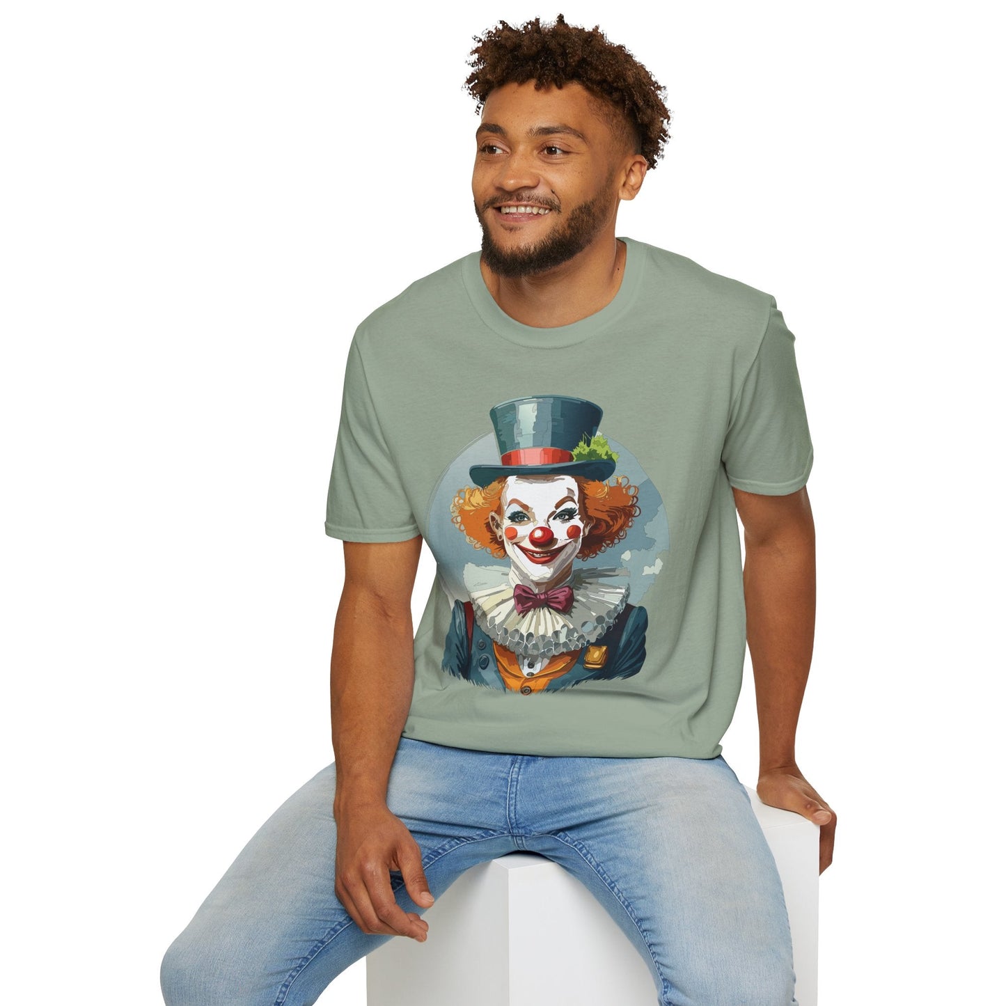 Unisex Clown Shirt Funny Man Circus Design Hundred Percent Ring Spun Cotton Gildan Softstyle Tee