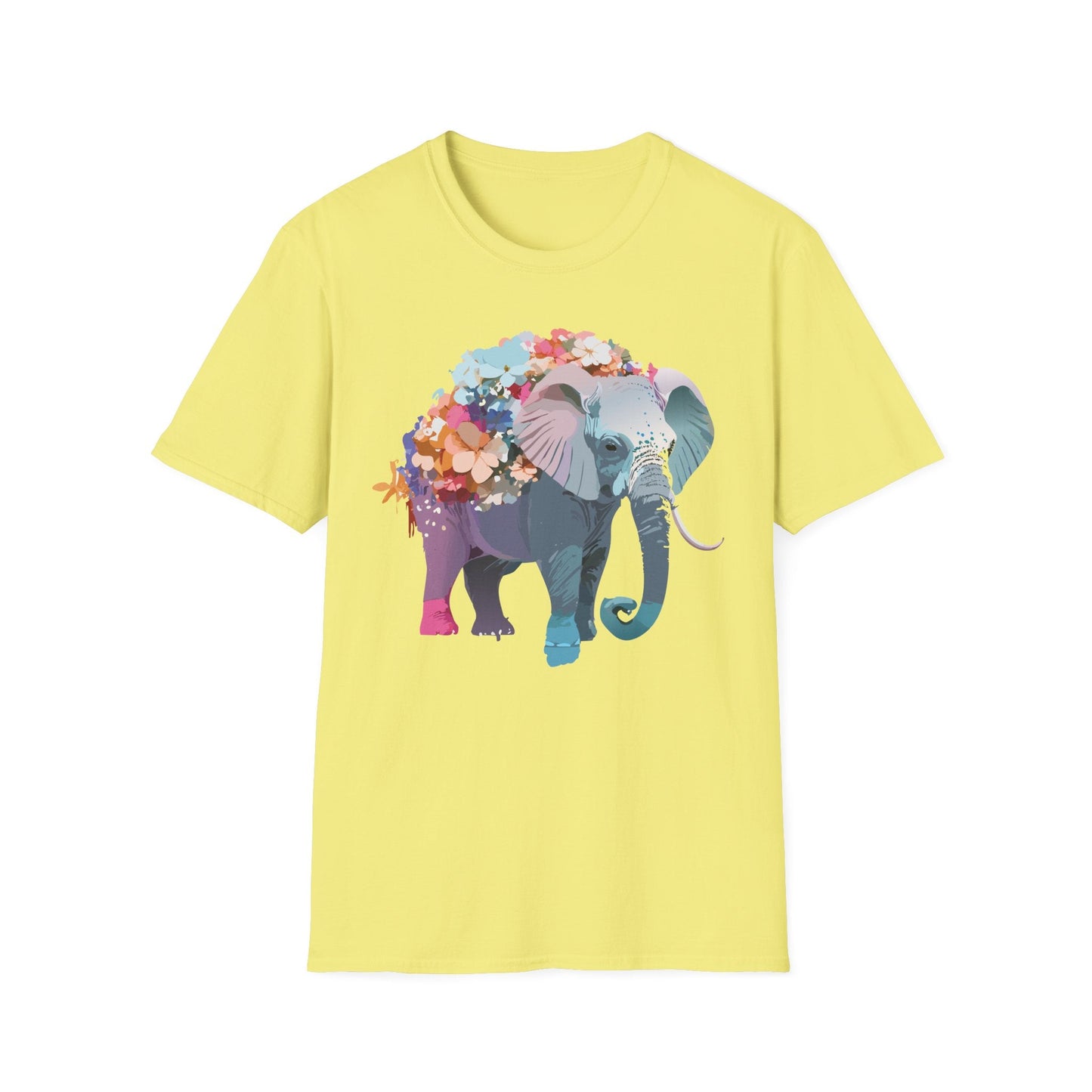 Elephant T Shirt Unisex Softstyle Tee 100 Percent Ring Spun Cotton Animal Design