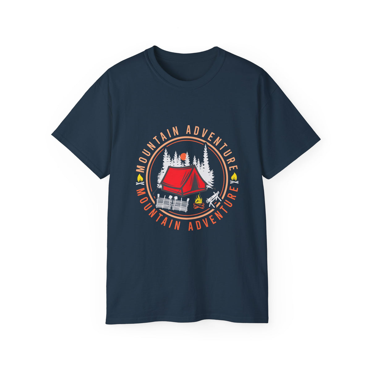 Mountain Adventure Tent Campfire T-Shirt | Camping Graphic Tee