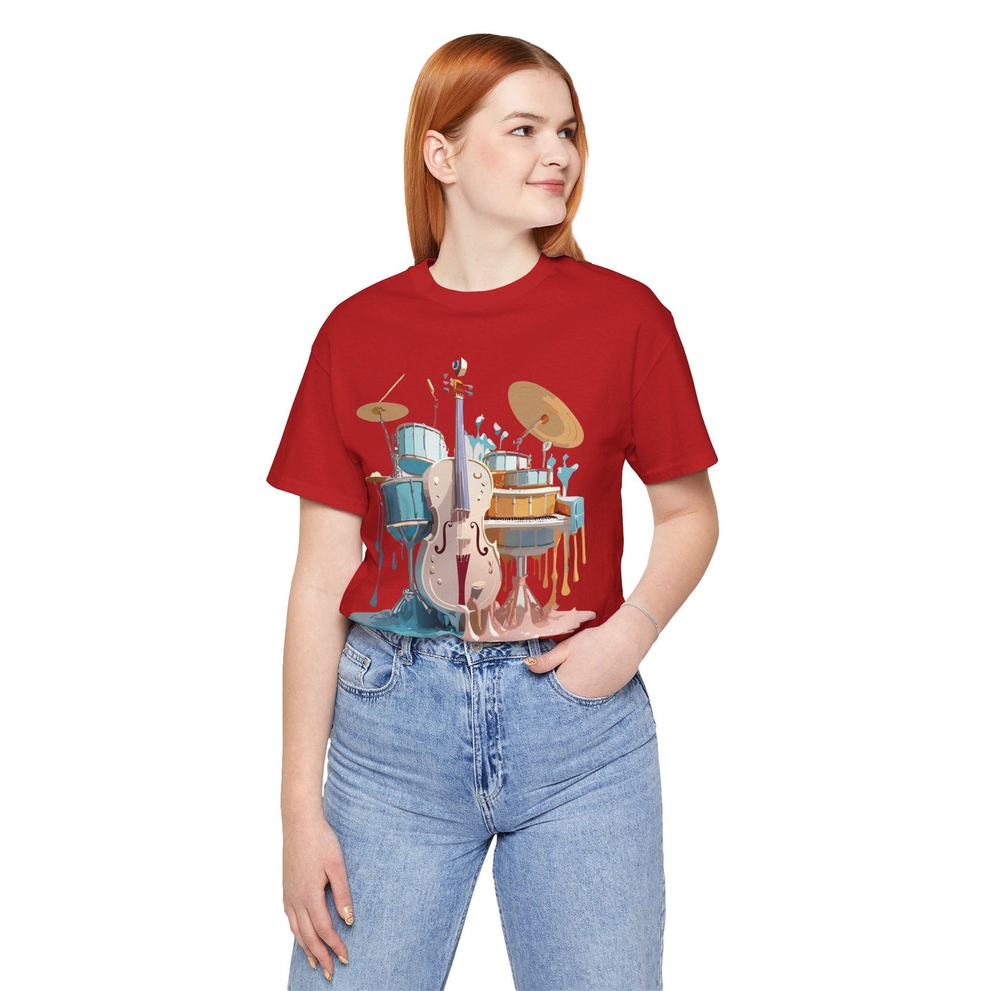 Music Graphic Unisex 100 Cotton Vintage Art with Musical Elements Tee 84