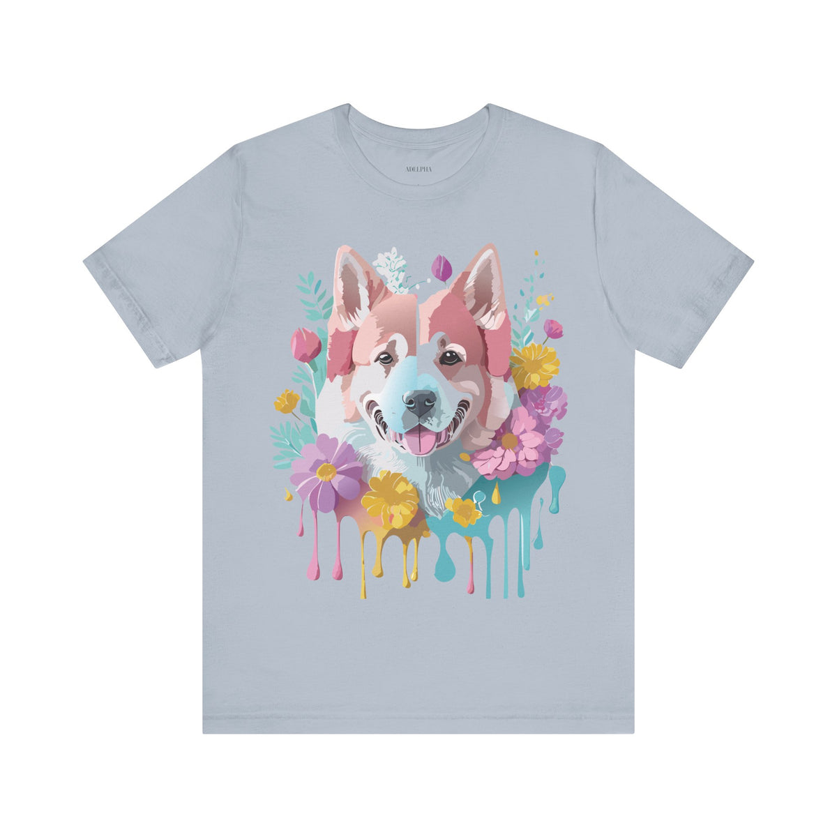 Dog Graphic Unisex Cotton Bella+Canvas Tee with Art Animal Design e115