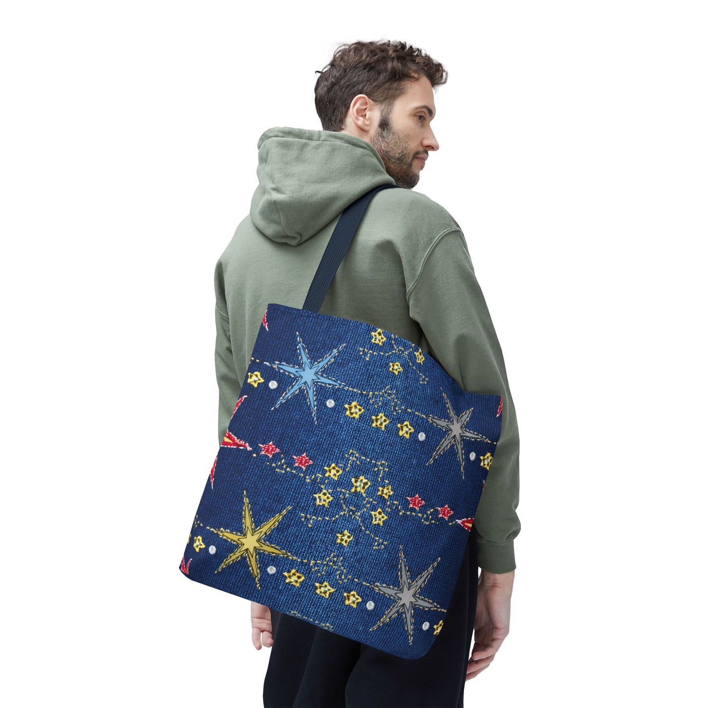 Denim Fabric Imitation Print Unisex Canvas Bag Poly Spun 3 Sizes Tote Bag 181