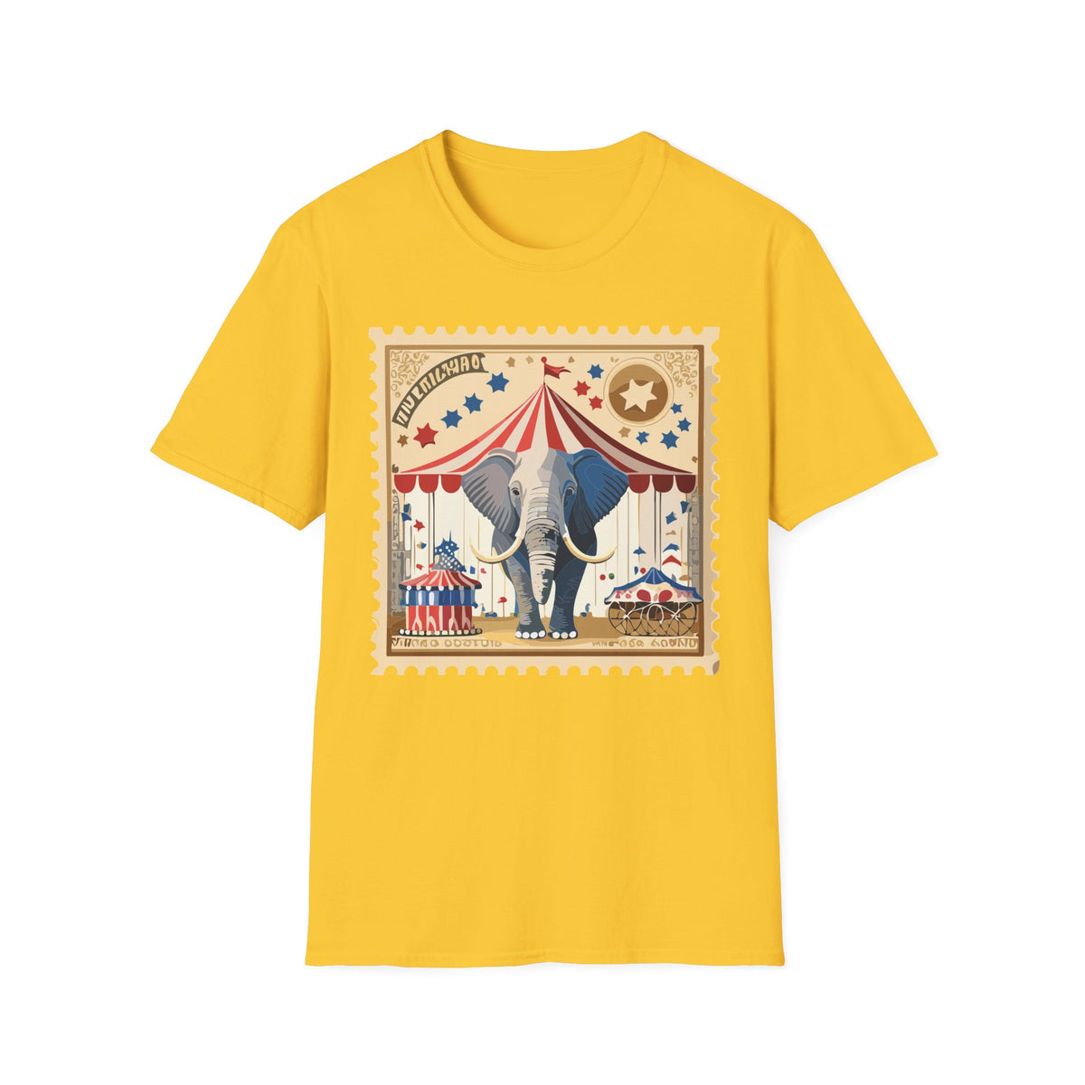Circus Elephant Poster T-Shirt | Vintage Carnival Tent Stamp Graphic Tee Unisex 100 Cotton Gildan T-Shirt
