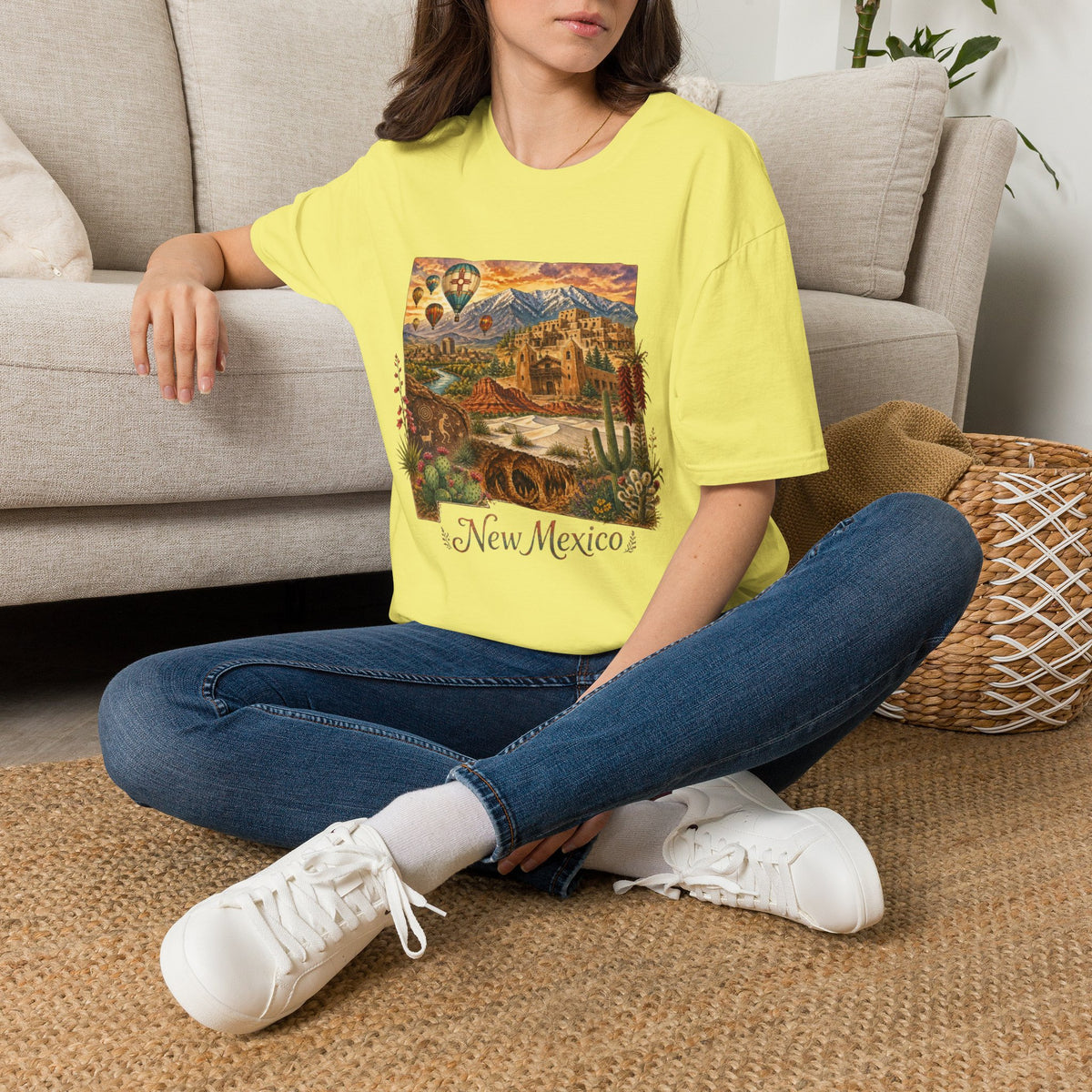 New Mexico State Travel Tourist Graphic Design Unisex 100 Cotton Gildan T-Shirt