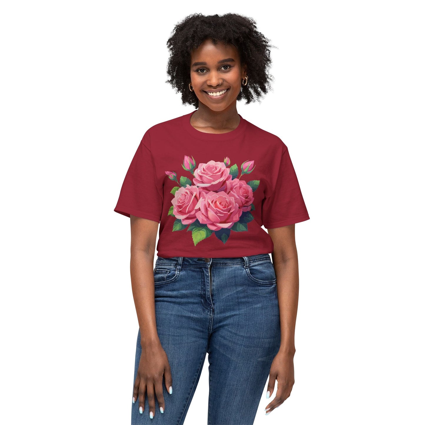 Unisex Floral T Shirt With Vintage Flowers Art Print Cotton Tee USA Made Premium Comfort