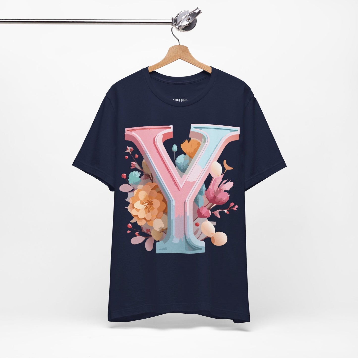 Letter Y Graphic Tee Unisex Short Sleeve Vintage Inspired Artwork Adelpha Premium