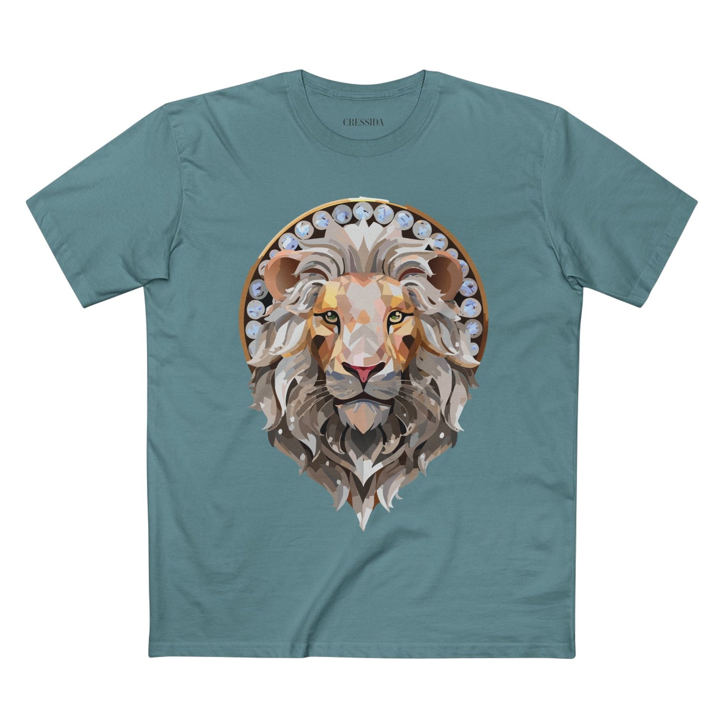 Lion Graphic Unisex 100 Cotton Tee With Unique Animal Golden Medallion Art Design 8