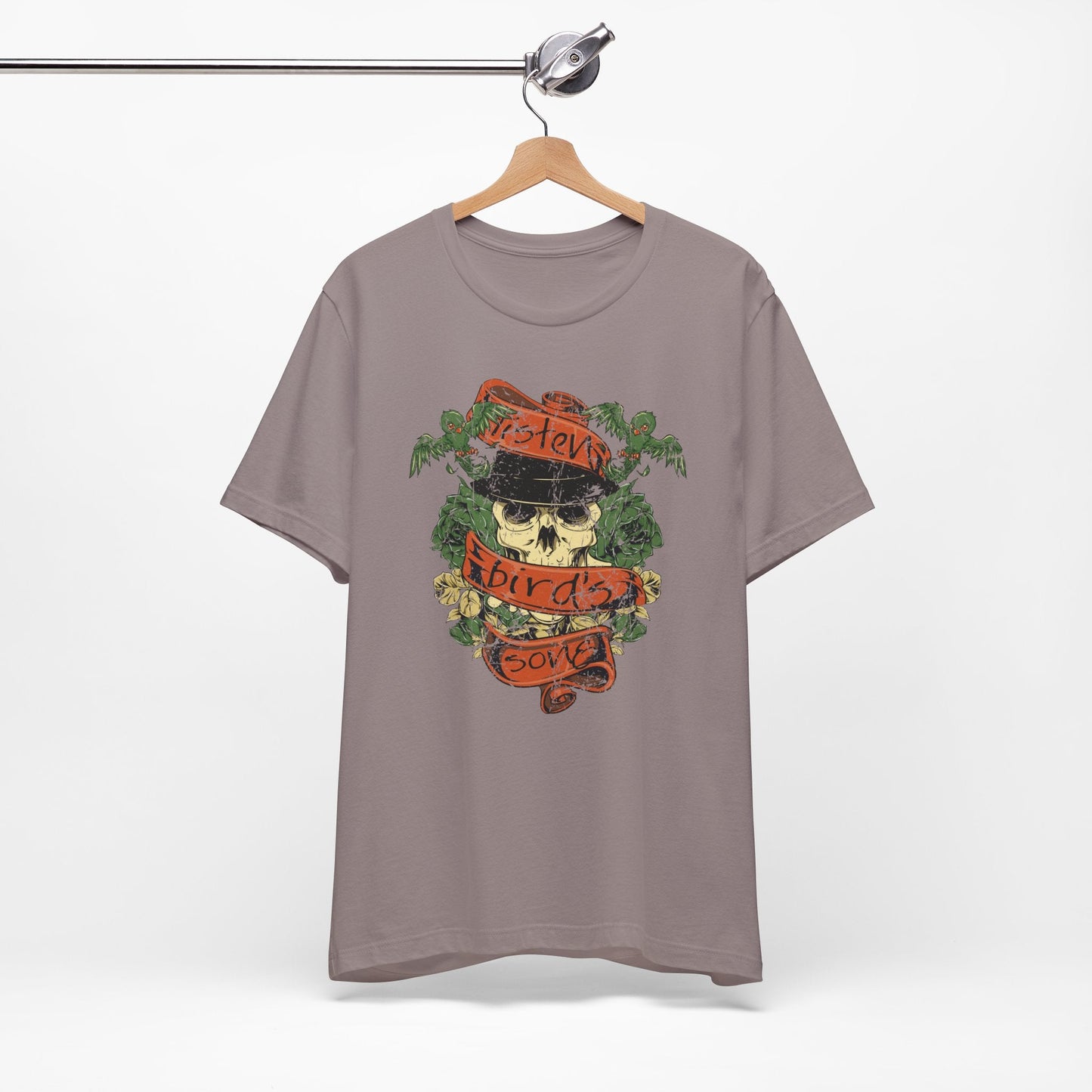 Skull Floral Tattoo Style Graphic Design Unisex Cotton T-Shirt Art-38