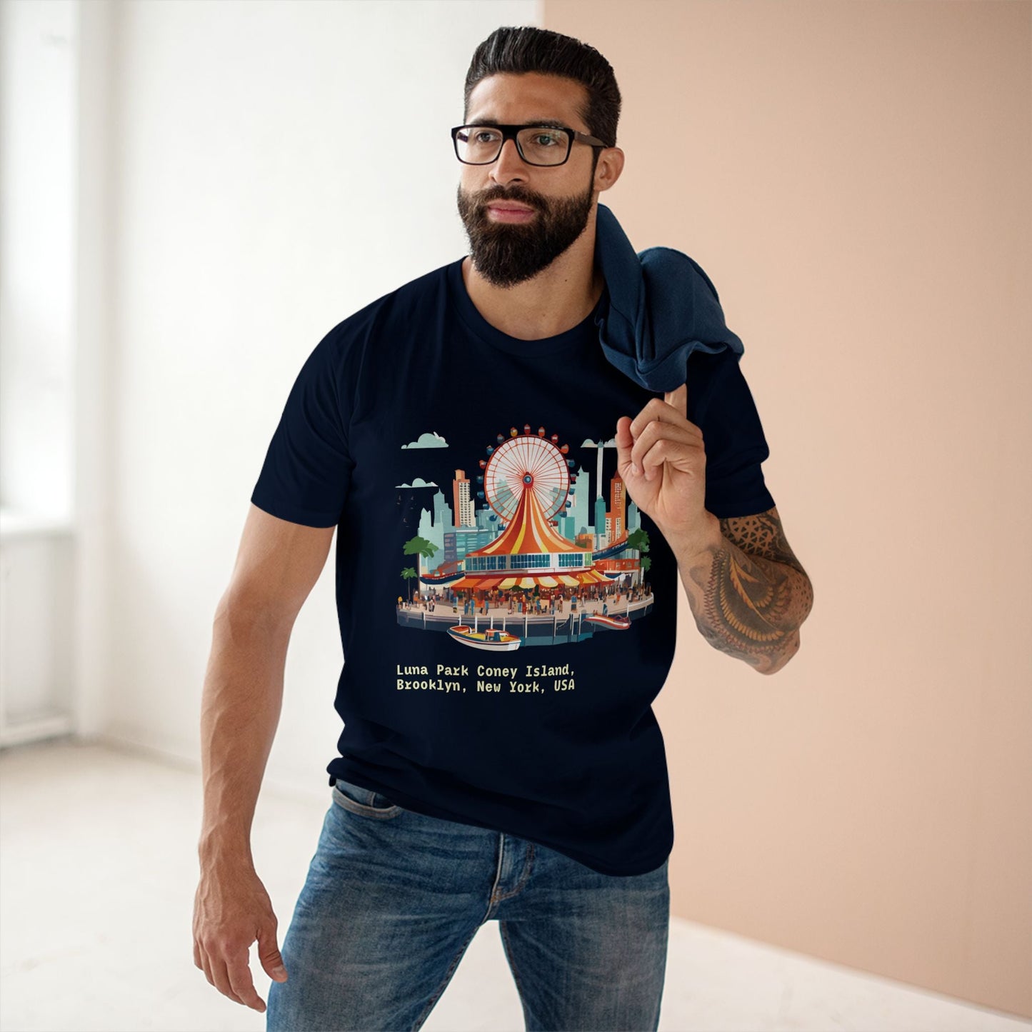 Travel Shirt Brooklyn Tourist Tee TT-13 Unisex By Retro2Nova Premium Cotton Art Collection