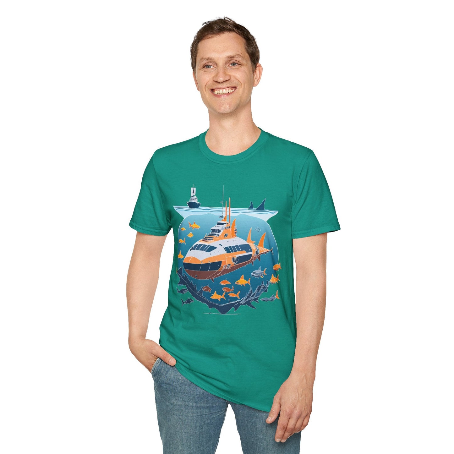 Ocean Tee Shirt Unisex Short Sleeve Gildan Softstyle 64000 Premium Comfort Ocean Artwork