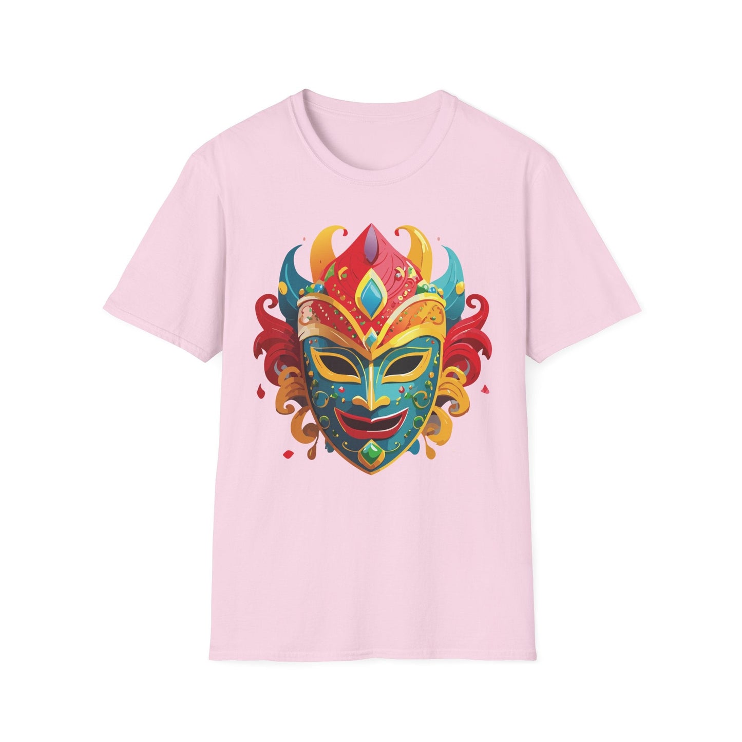 Unisex Mask Tee Shirt Gildan Softstyle 64000 Ring Spun Cotton Breathable Masquerade Design