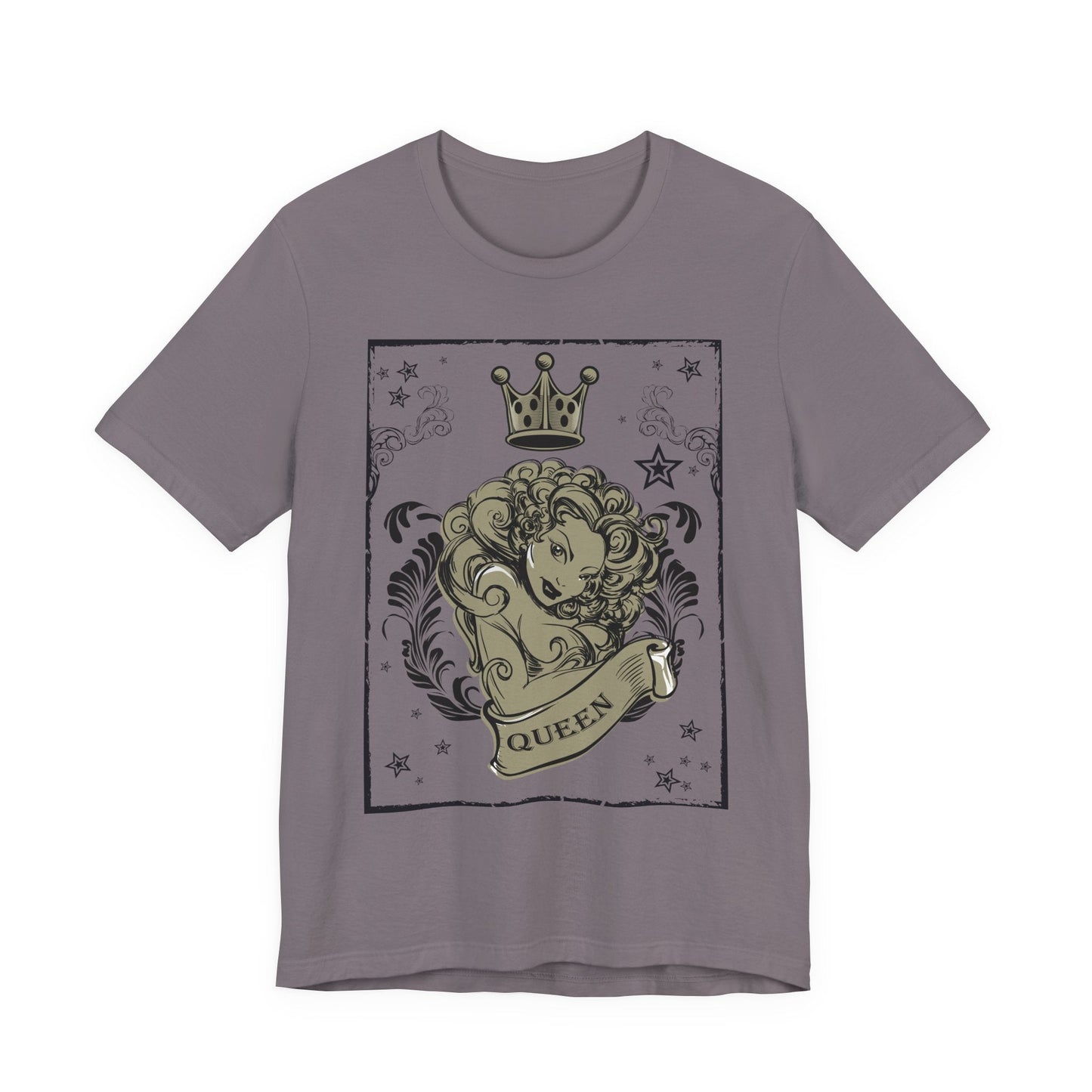 Crown Face Portrait Graphic Tee Vintage Floral Illustration Rock Band T-Shirt