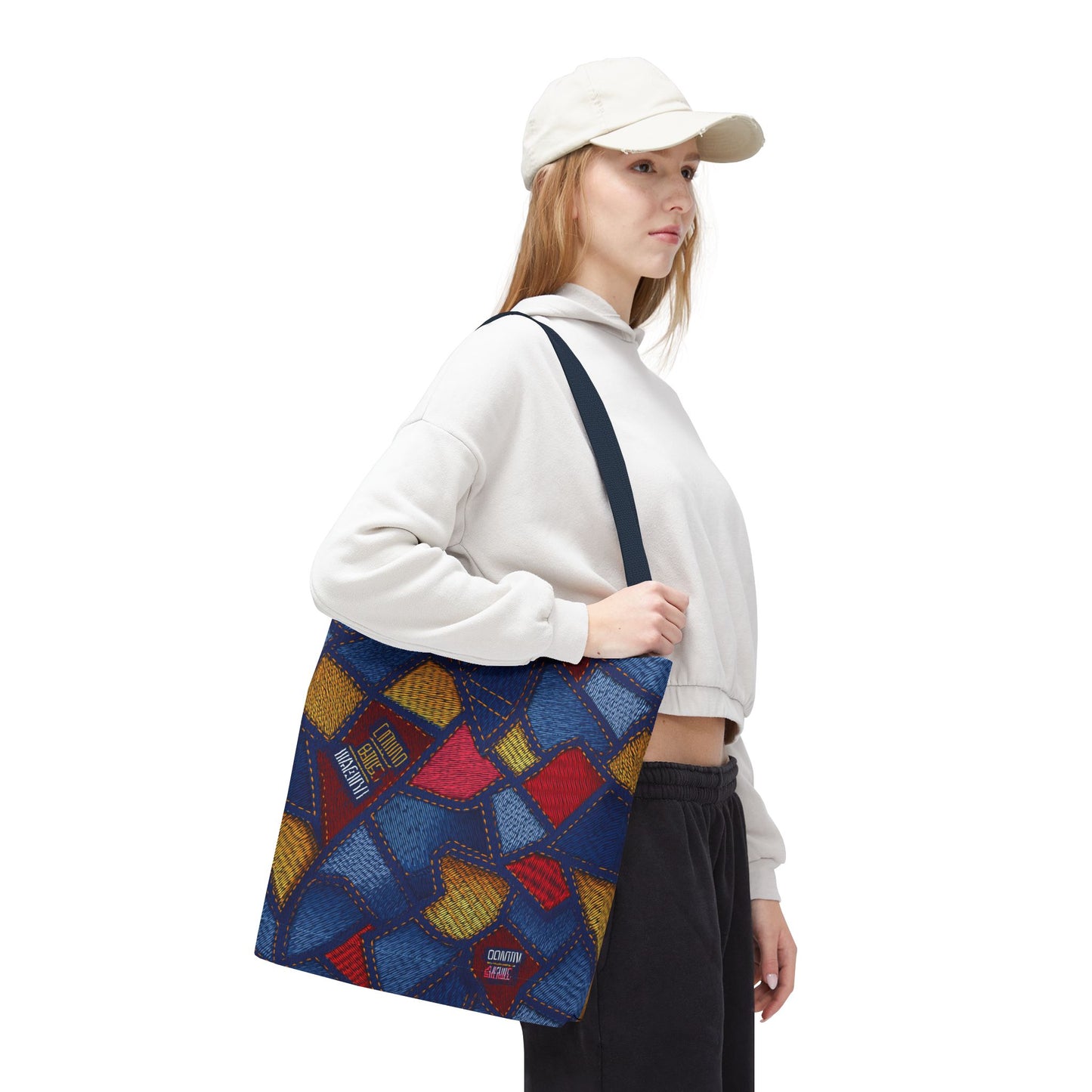 Denim Fabric Imitation Print Unisex Canvas Bag Poly Spun 3 Sizes Tote Bag 140