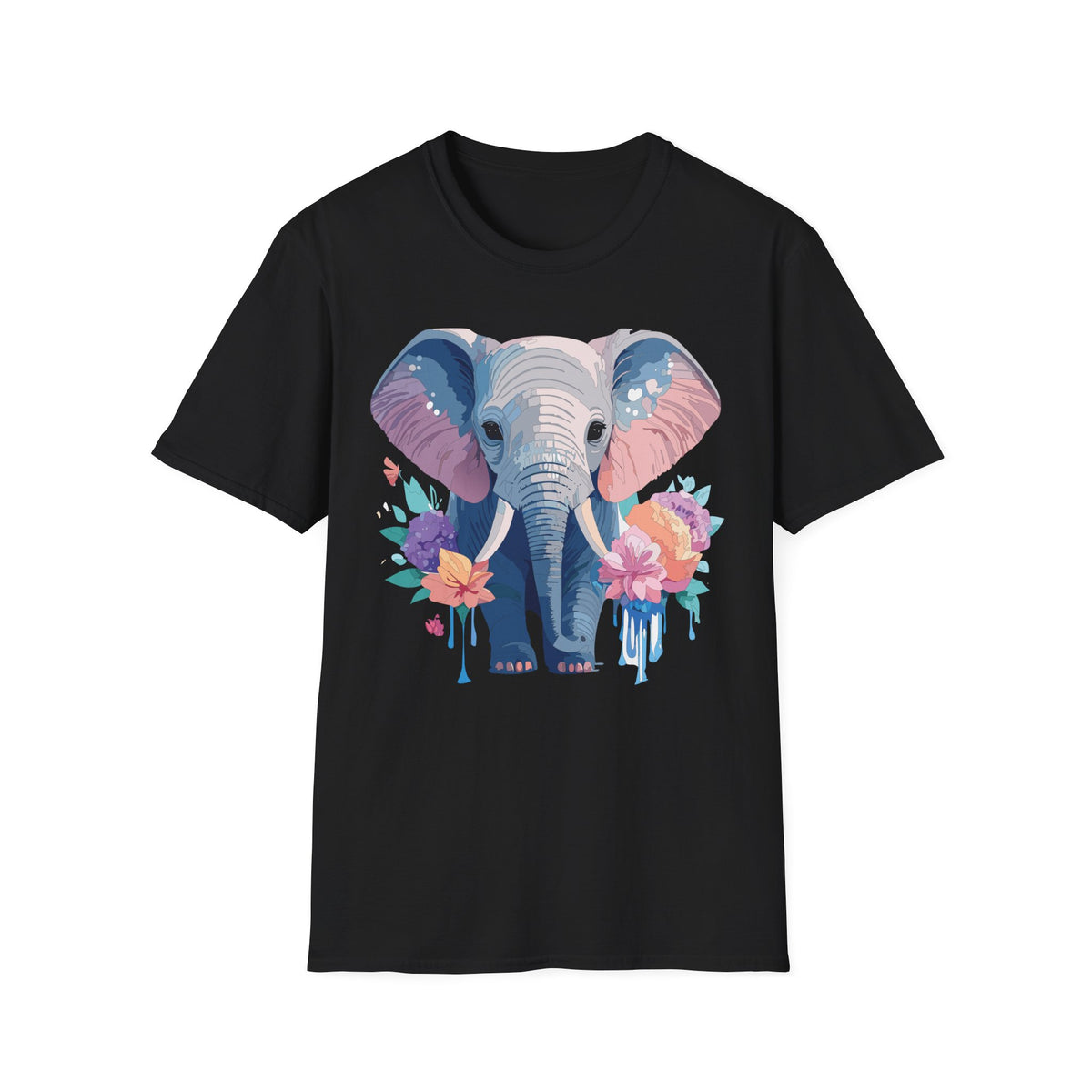 Watercolor Baby Elephant T-Shirt | Floral Safari Tee