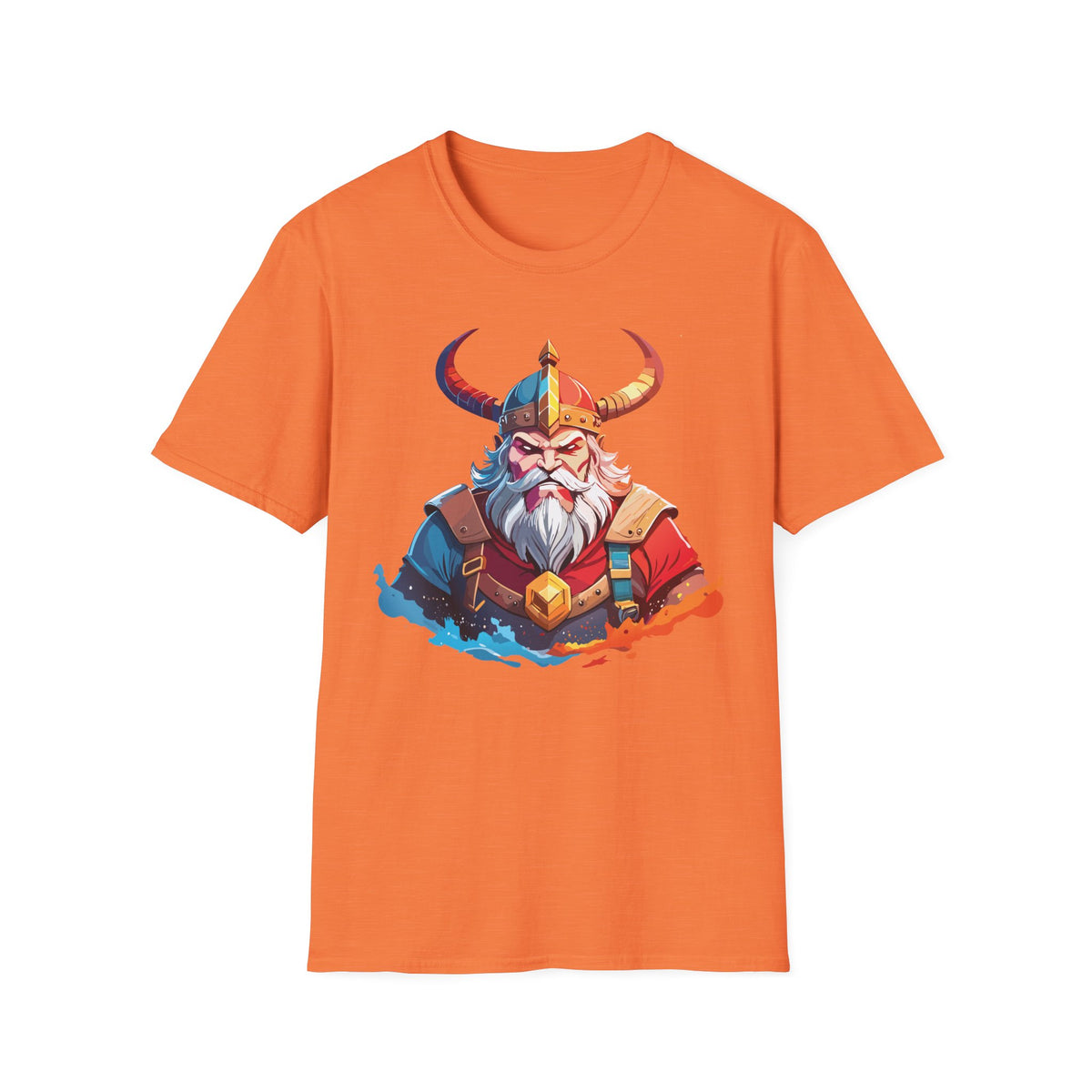 Viking Warrior Illustration T-Shirt | Horned Helmet Norse Art