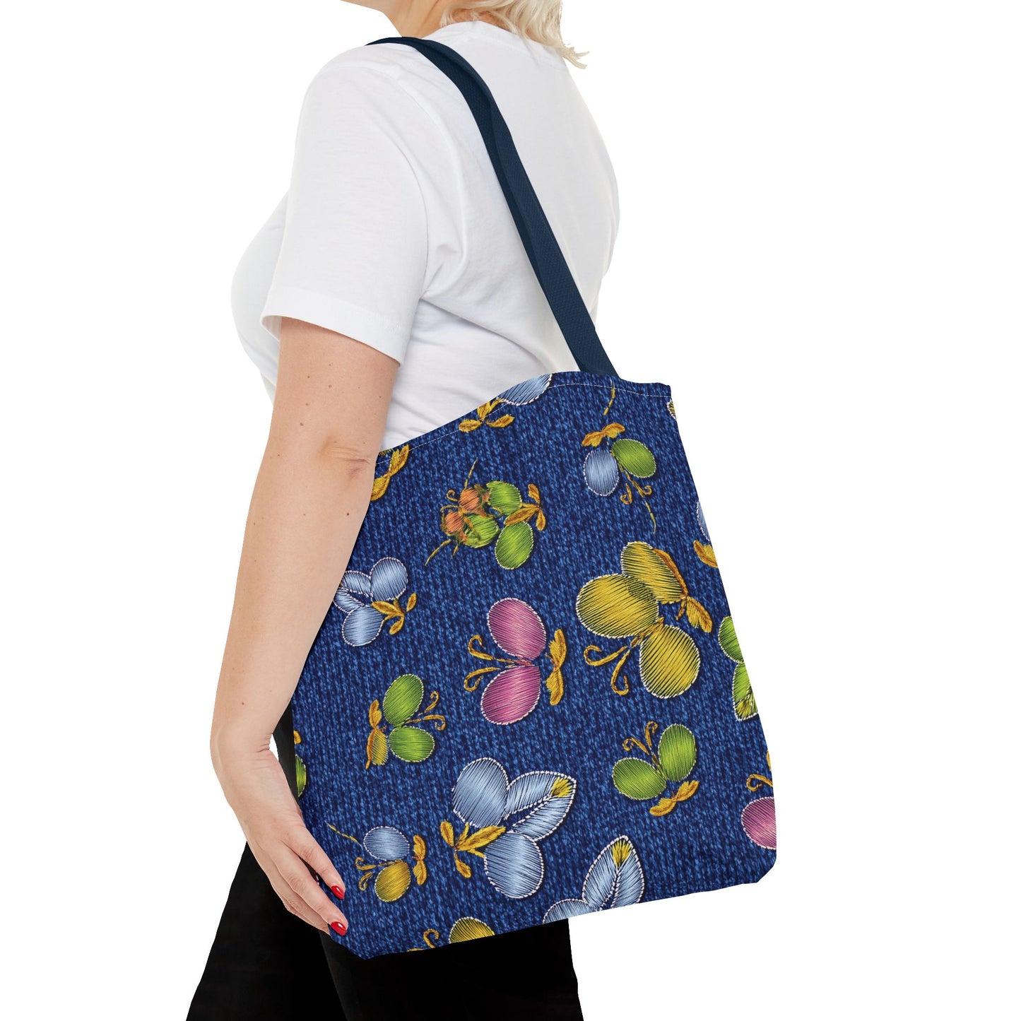 Denim Fabric Imitation Print Unisex Canvas Bag Poly Spun 3 Sizes Tote Bag 176