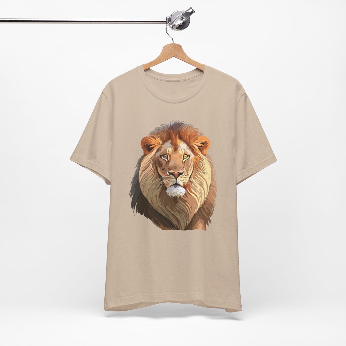 Safari Lion Head Illustration T-Shirt Unisex Cotton Realistic Lion Portrait Tee 3