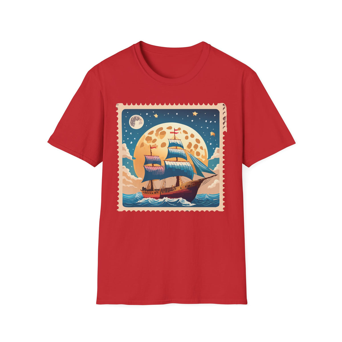 Vintage Sailboat at Moonrise T-Shirt | Nautical Sunset Illustration