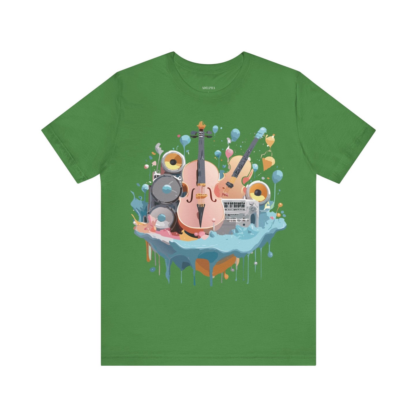 Music Graphic Unisex 100 Cotton Vintage Art with Musical Elements Tee 90
