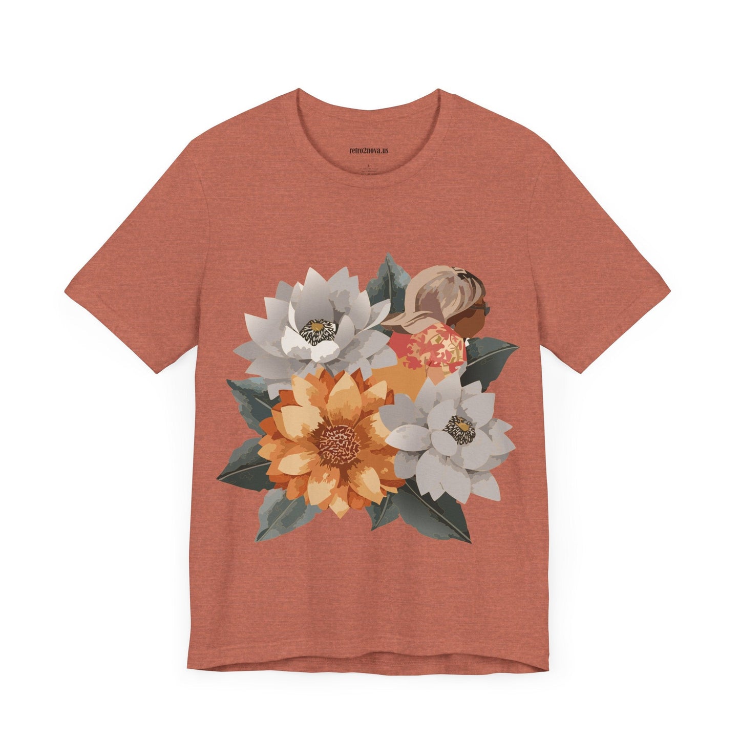 Retro2Nova Flowers Shirt Floral Shirt Unisex Floral Tee Lightweight Breathable Jersey